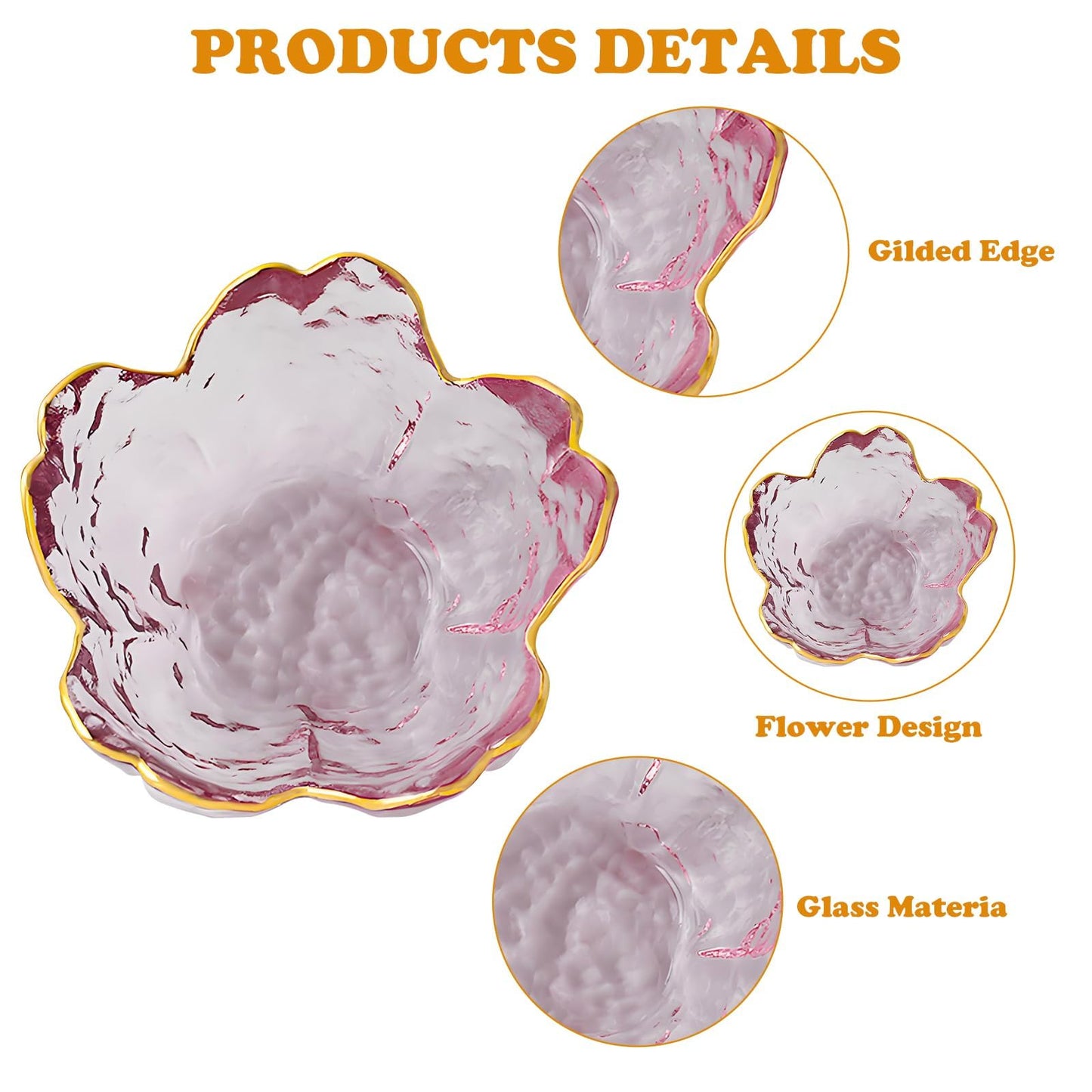 Flower Ring Dish Small Modern Accent Tray Ring Bowl Glass Pink Crystal Small Ring Dish Holder Dish Trinket Bowl, Jewelry Bowl Nightstand Decor Plate Vanity, Ring Dish for Necklaces Keys Gift Women