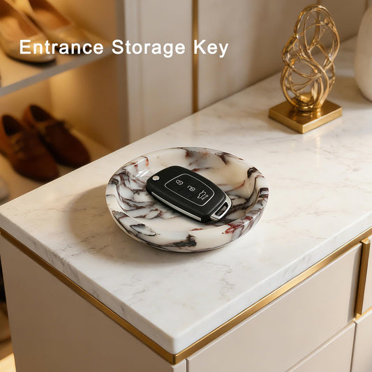 SZGYCSM Jewelry Tray,5.5"x5.5" Marble Jewelry Tray for Entryway Table,Countertop Bathroom, Kitchen Dresser,Marble Tray,Waiting for Storage of Small Trinket,Home Decor Organizer