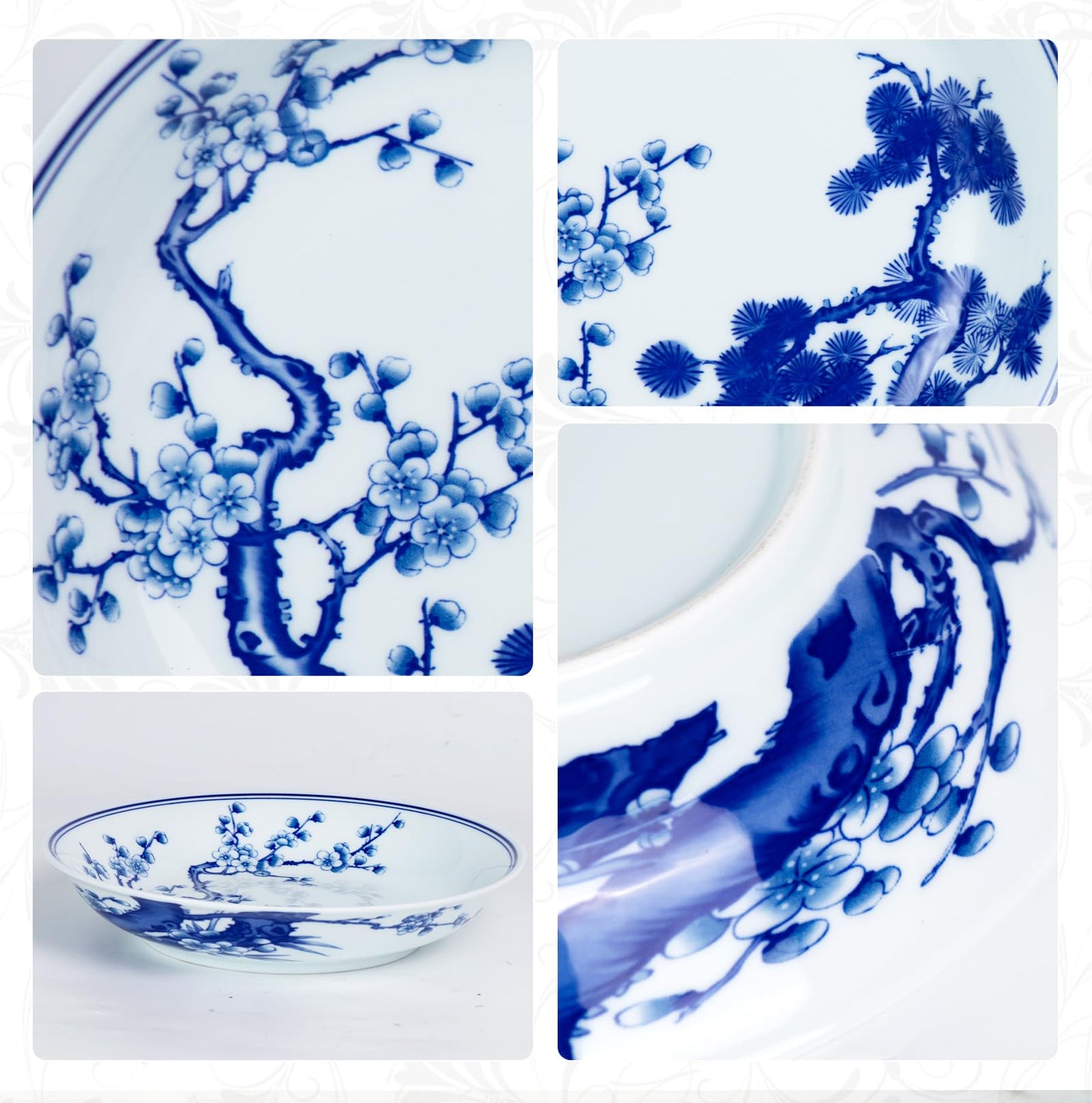 KAMMAK Decorative Plates for Display, White and Blue Ceramic Plate Decor with Stand, Handmade Art Porcelain Ornament for Table, Living Room, Kitchen, Office, Perfect 8in Chinese Style Dish Gift（954N）