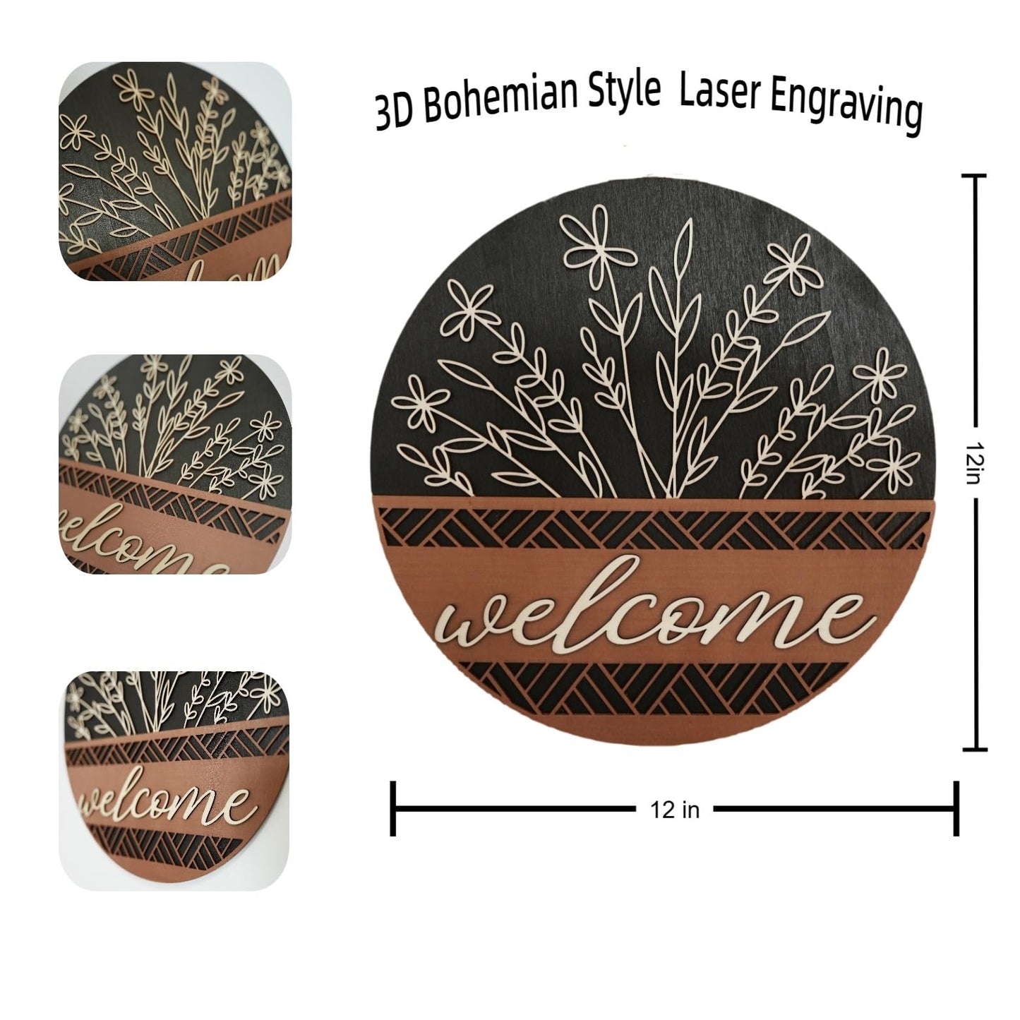 Dayeorin 3D Welcome Sign Wreaths for Front Door,House Warming Gifts New Home,Modern Farmhouse Decor Spring Wreath for Summer Fall Winter All Seasons Holiday Outdoor