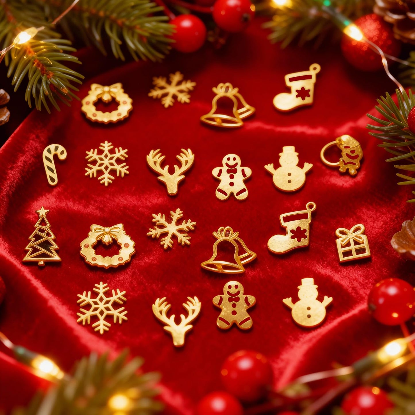 Naler 1200 PCS Tiny Christmas Ornaments for Crafts - 0.2 Inch Metal Embellishments for DIY Crafts, Scrapbooking, Nail Art Accessories, Decorations & Card Making Supplies