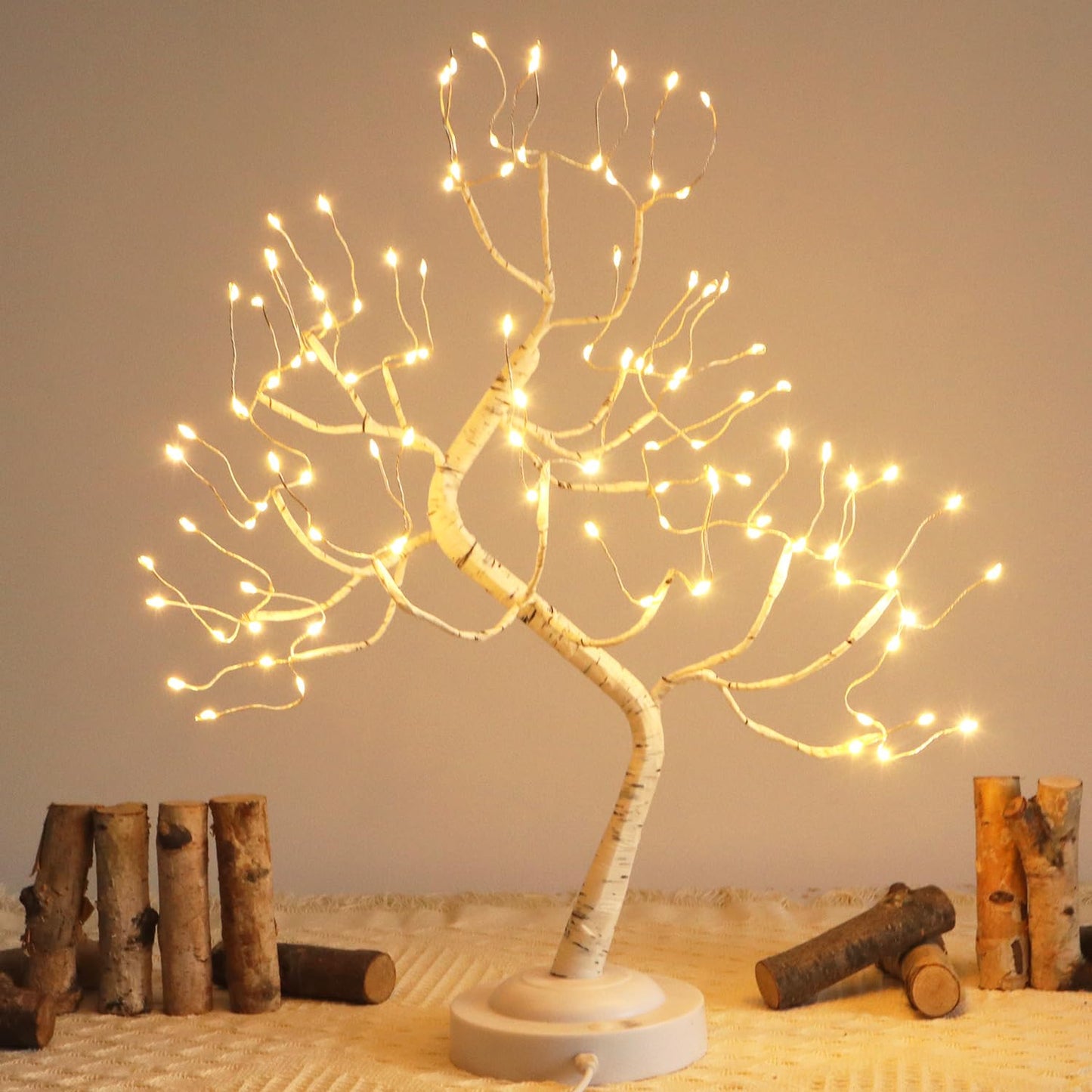 FUCHSUN $$$ 108 LED Birch Tree Light Tabletop Bonsai Fairy Tree Lamp, 8 Lighting Modes & Timer & Battery/USB Operated, Party Wedding Holiday Festival Christmas Decoration, Warm White
