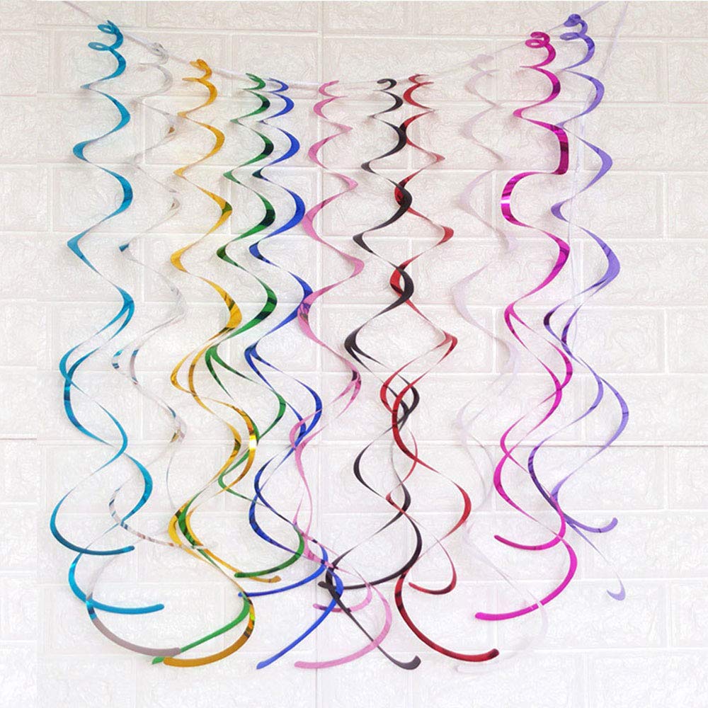 Lowki Hanging Spiral Swirl Decorations, Ceiling Decoration for Birthday,Graduation, Holiday Celebration Supplies Supper Longer 74cm/Pcs with Hook &Hem Decorative Hole -12 Pcs(White)