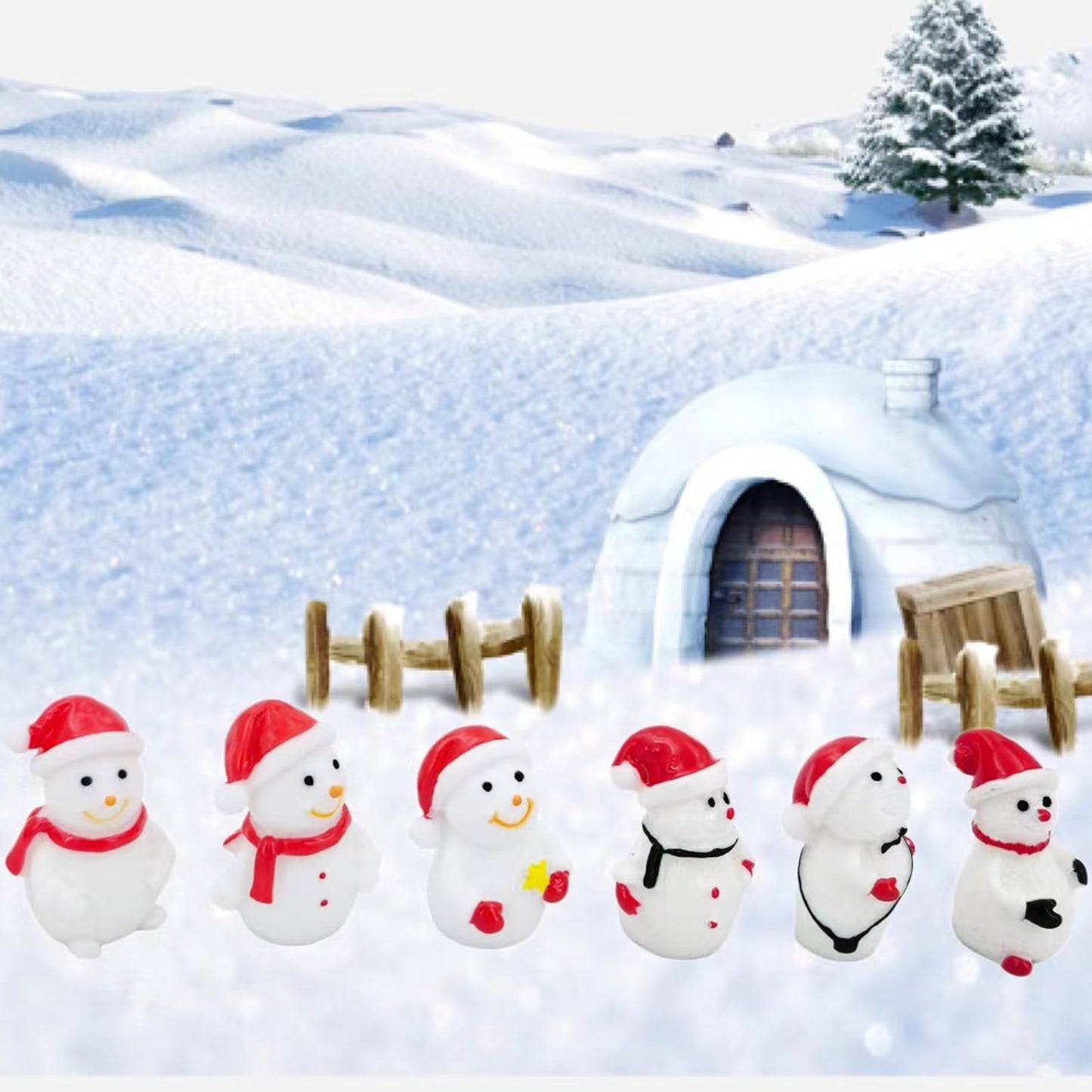 Goodma Mini Snowman Figurines Christmas Theme Resin Miniature Fairy Garden Dollhouse Decoration Ornaments DIY Kit - 40 Pieces