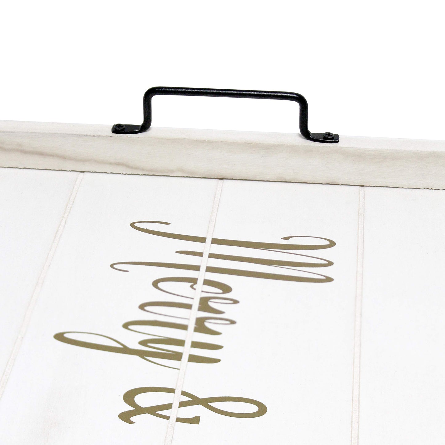Elegant Designs HG2000-WMB Christmas Decoration 15.50" x 12", Decorative Wood Serving Tray w/Handles, White Wash Merry & Bright