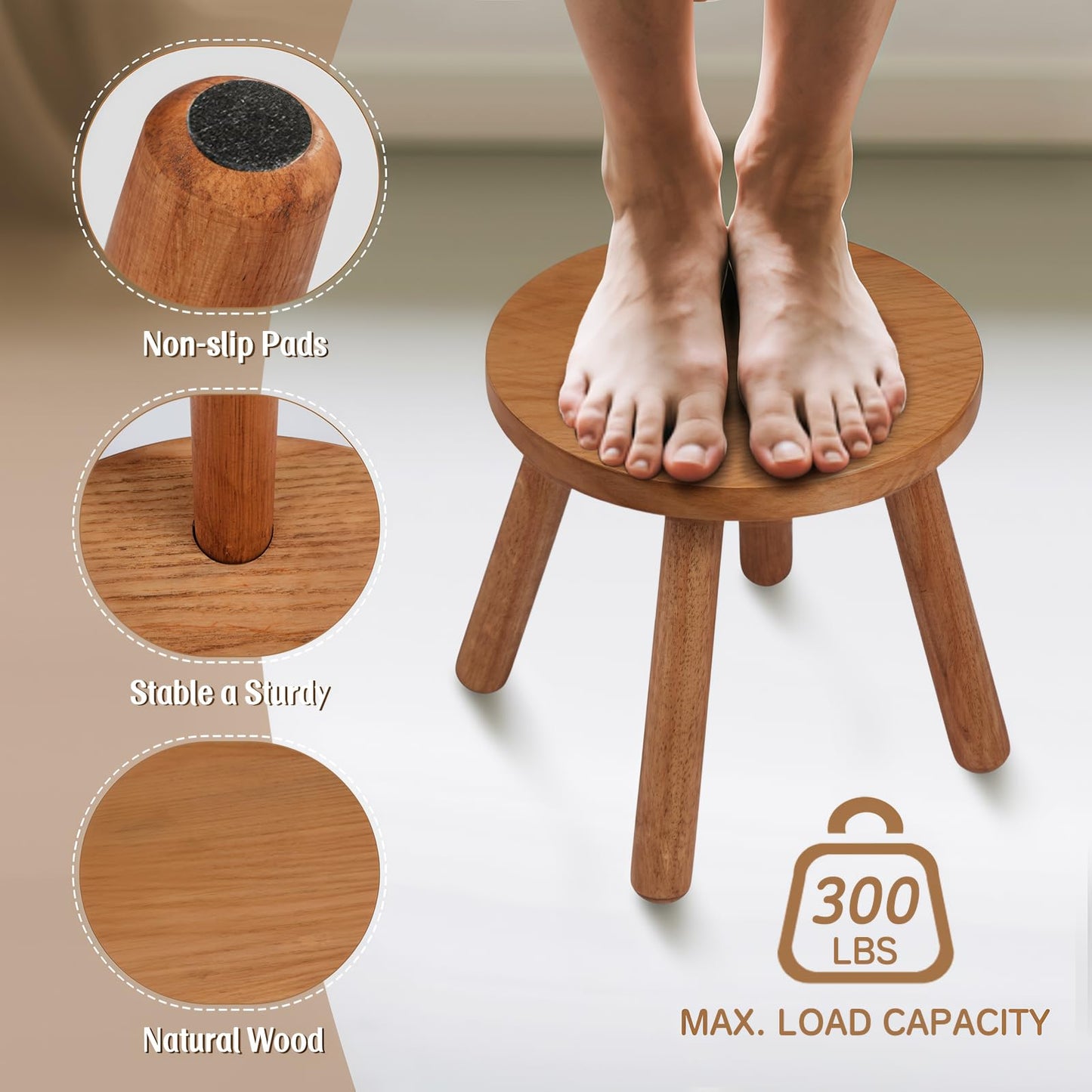 lhmooquan Round Solid Wooden Step Stool,Plant Stool Indoor,11.8” Height, Plant Stand for Kitchen, Bedroom, Bathroom, Livingroom (Walnut, 11.8inch)