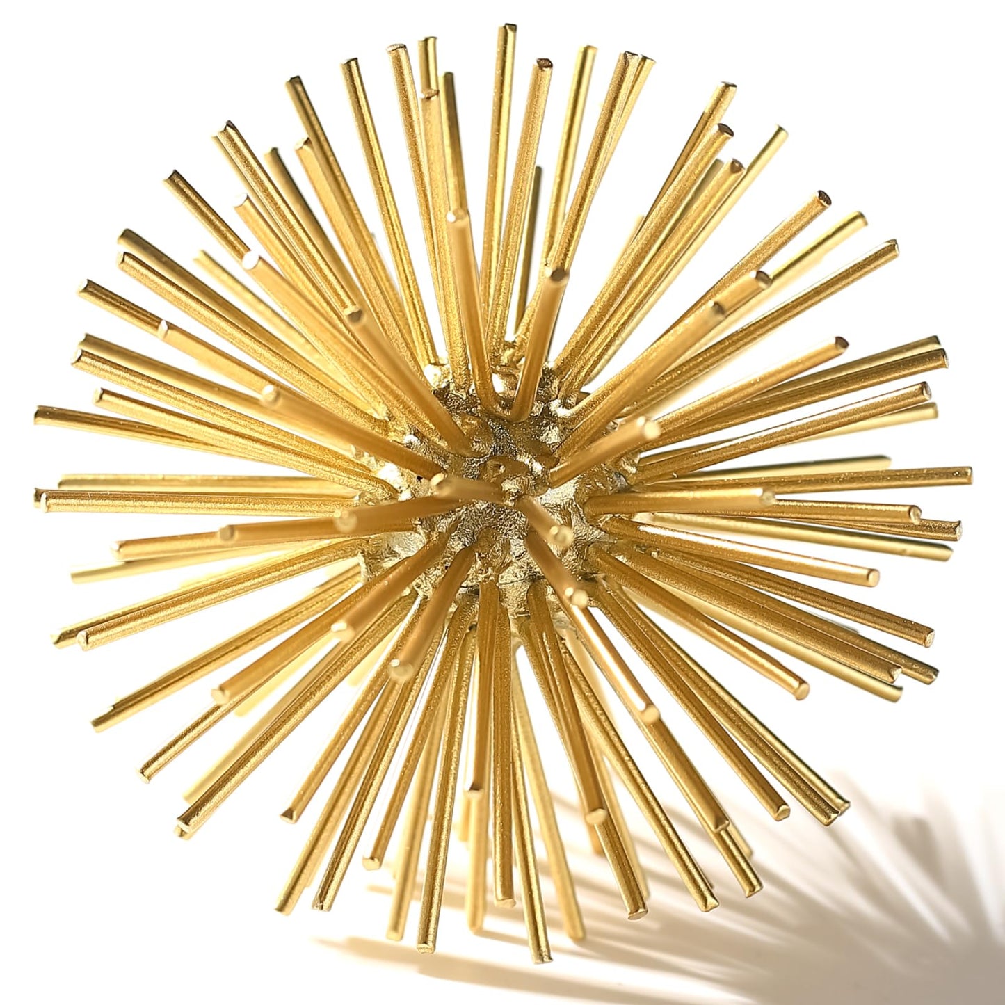 MOCOME Gold Sphere Decor, Metal Gold Starburst Tabletop Sculpture Decor, Modern Metal Starburst Centerpiece, Spike Ball Decoration for Home Decor