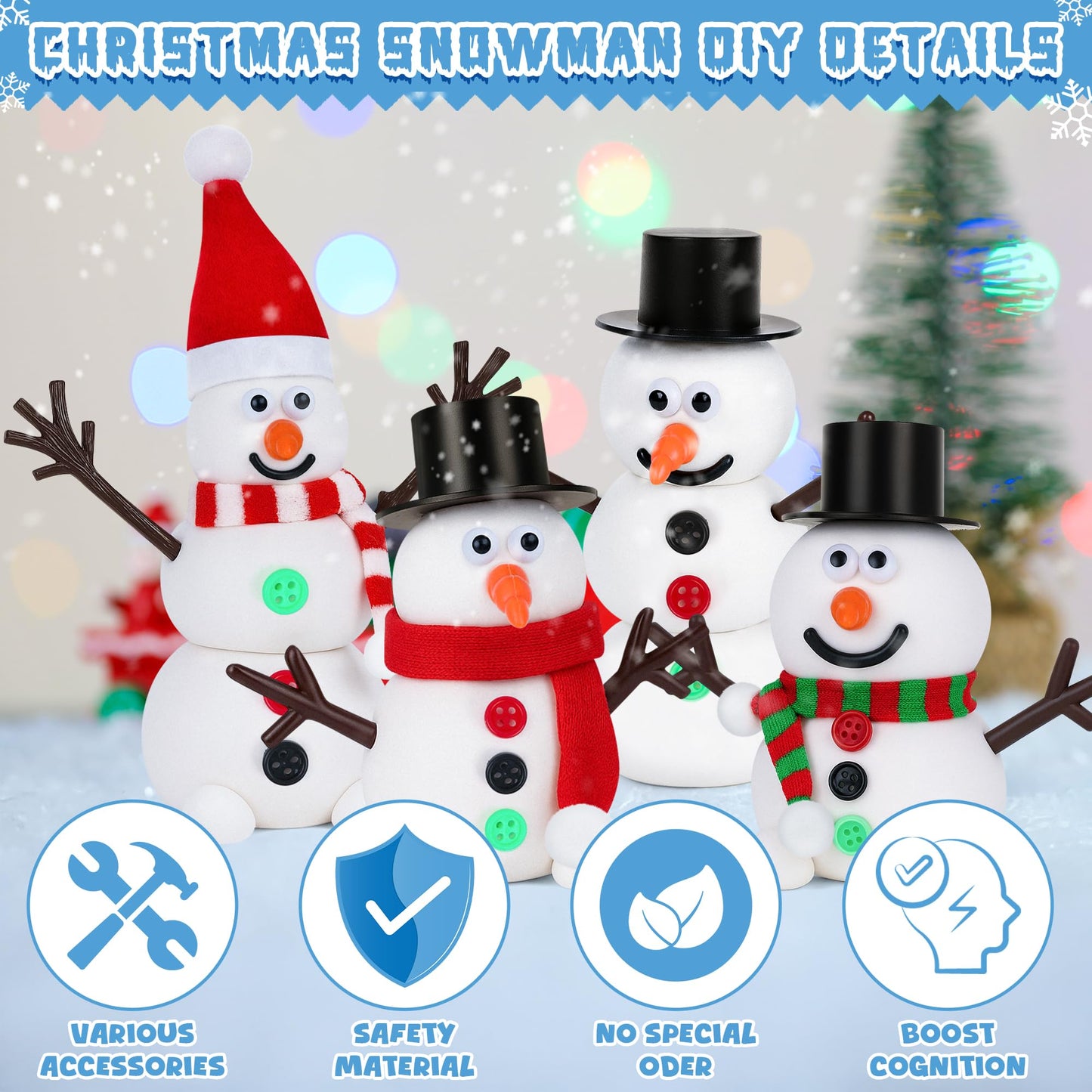 RoseFog 9 Pack Christmas Crafts, DIY Christmas Snowman Clay for Kids, Build Your Snowman Craft Kit, Modeling Clay Snow Man Making Game, Xmas Crafts Presents Winter Christmas Stocking Stuffers