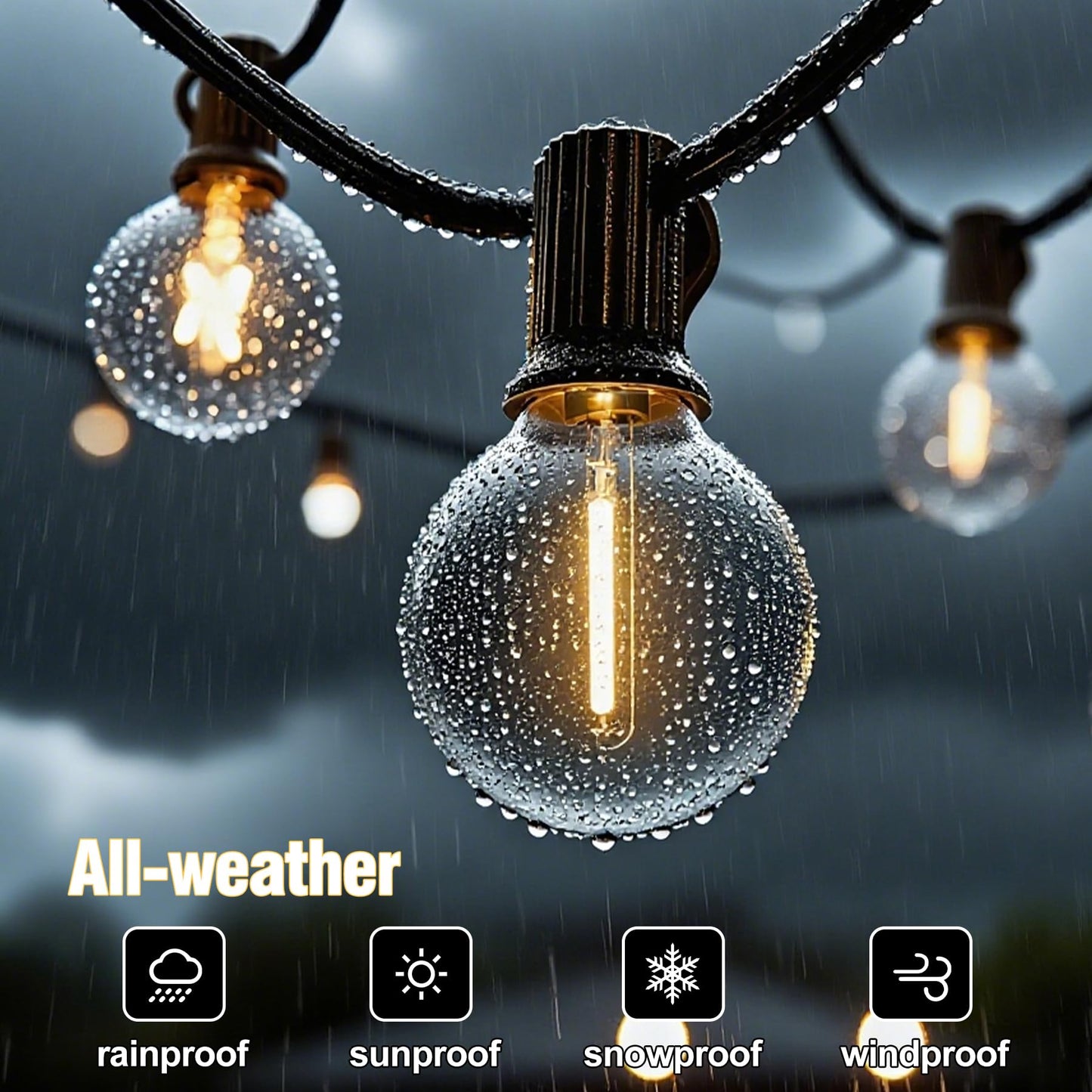 UOLOB ‌Outdoor String Lights 25FT, Waterproof Patio Lights with 12+1 G40 Shatterproof Bulbs, Connectable Hanging Outdoor Lights for Backyard, Garden, Porch, Gazebo, Party Decor