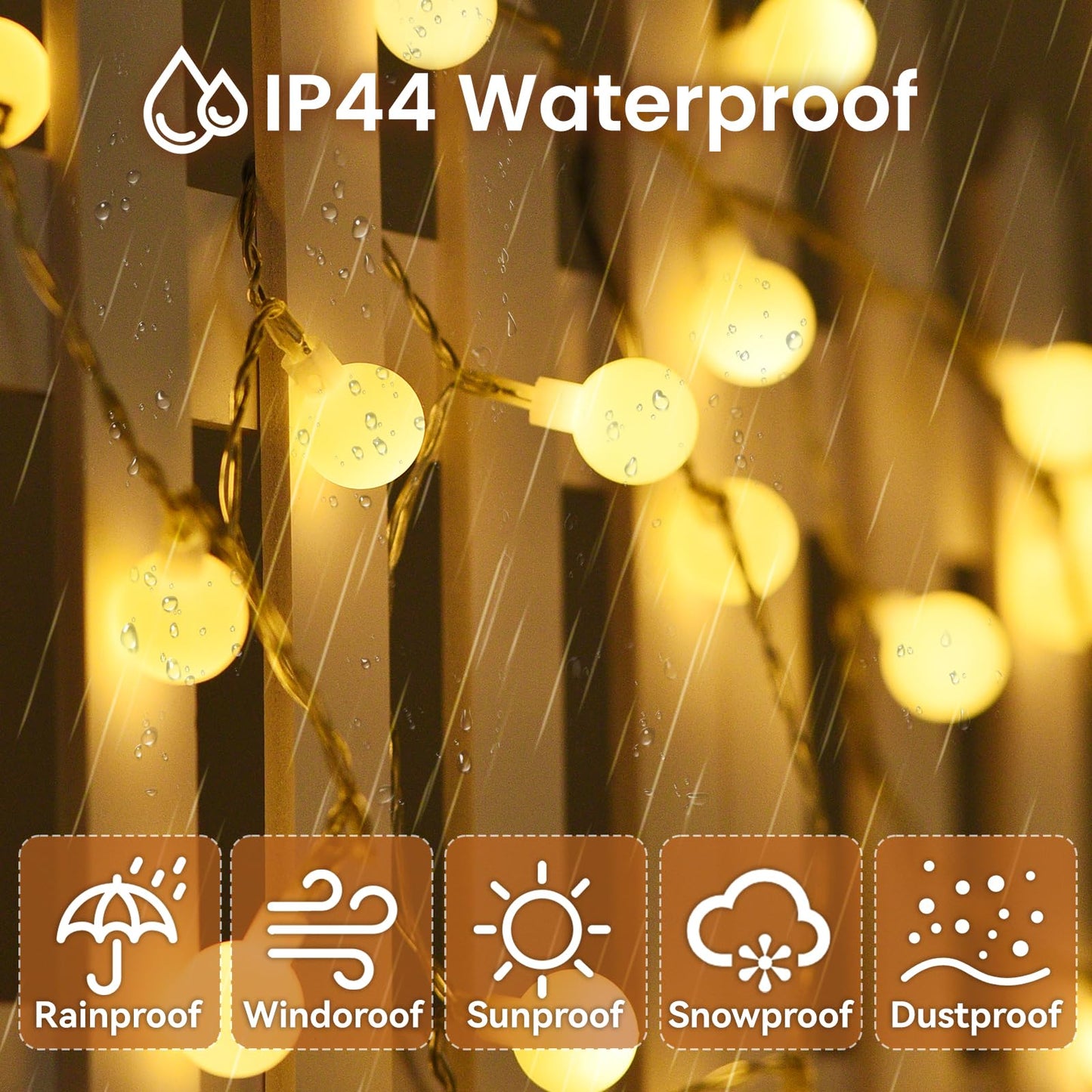 Dailyart Globe String Lights, 100Led 59FT Waterproof Fairy Lights Plug in 8 Modes with Remote Control, Brightness Adjustable &Timing String Lights Indoor Outdoor, Fairy Lights for Bedroom, Warm White