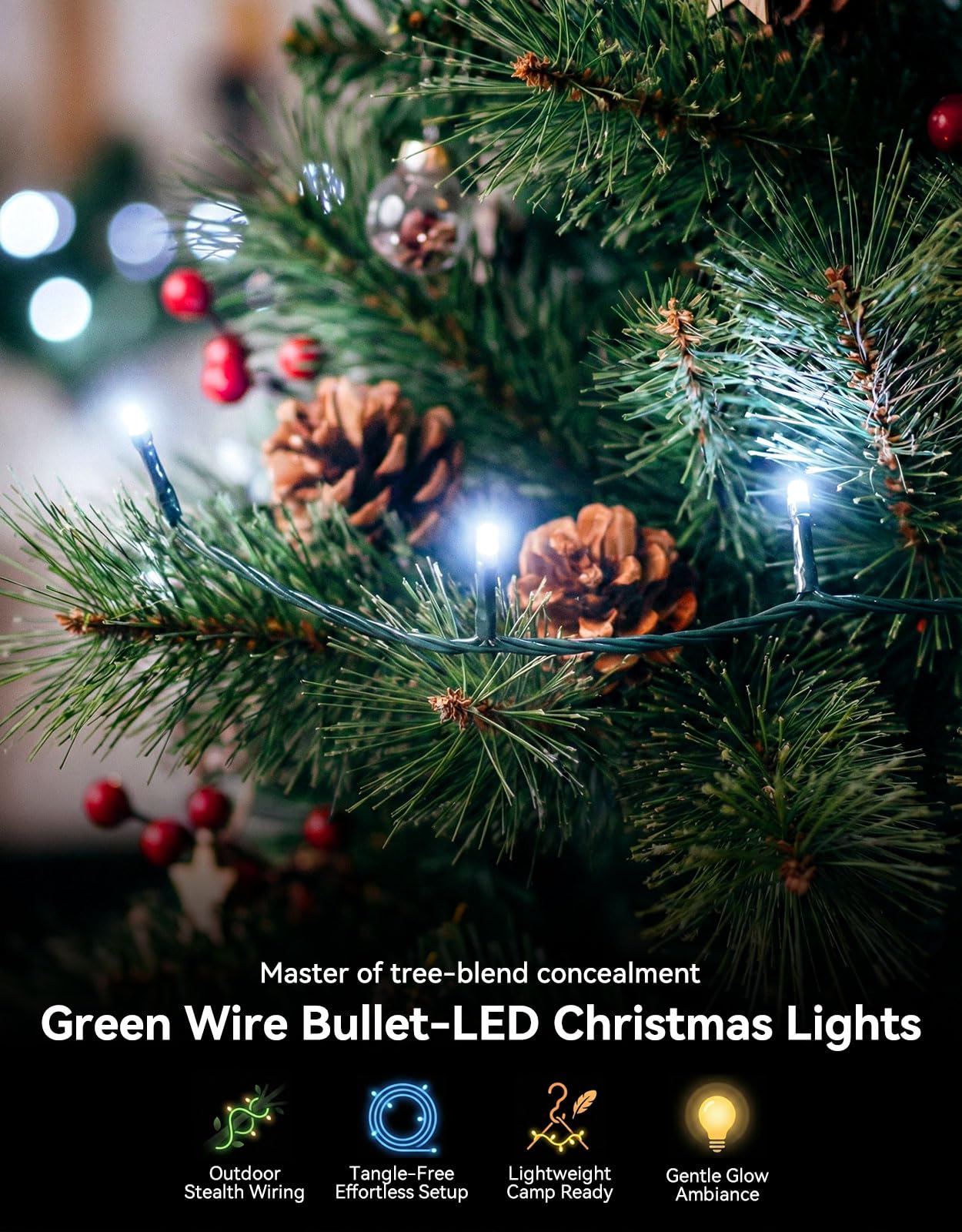LitHome 99FT 300 LED String Lights Outdoor Indoor, 8 Modes Waterproof Christmas String Lights with Timer & Memory Function, Outdoor Christmas Lights Green Wire for Xmas Tree Party Garden, White