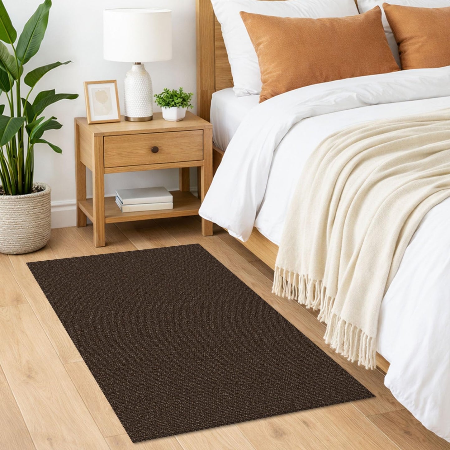 Lansny 2x3 Washable Area Rug Small Braided Cotton Entryway Rug with Non Slip Backing Kitchen Rugs Indoor Door Mat for Entrance Bathroom Foyer, Dark Coffee/Brown