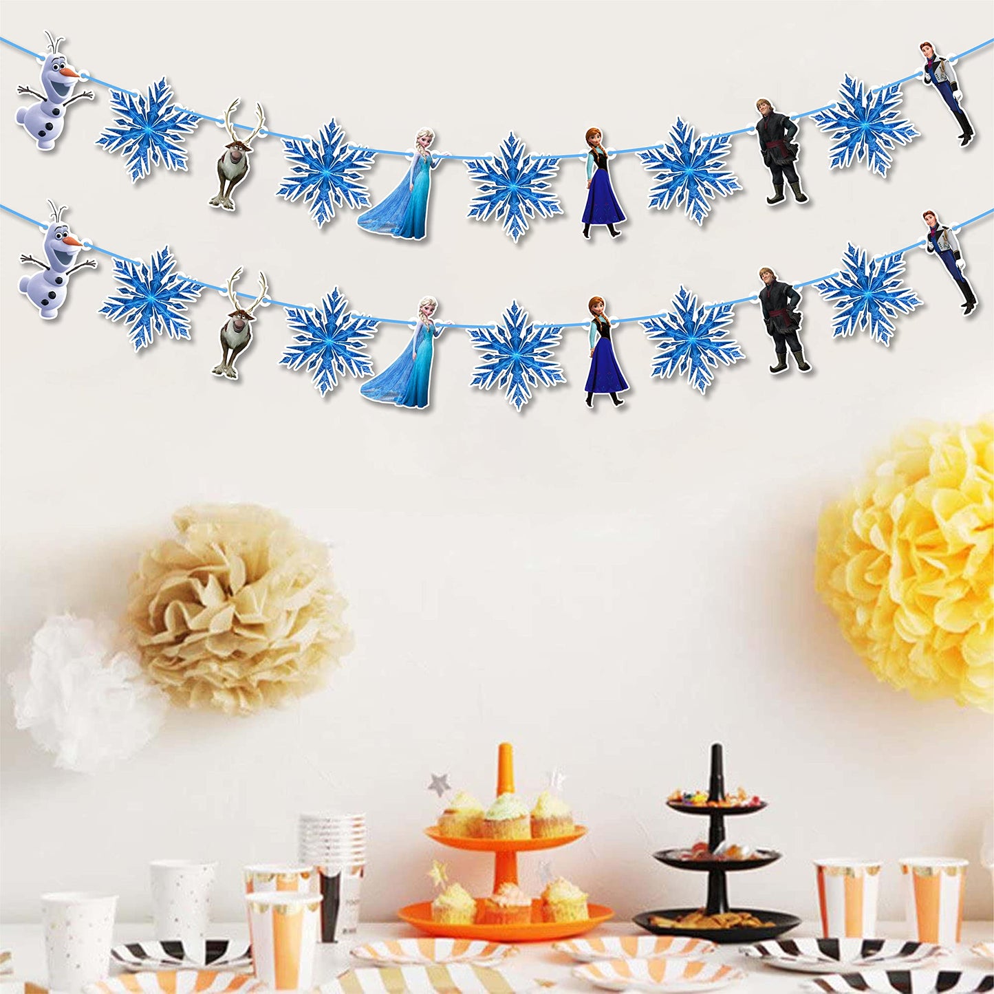 Frozn Garland Decoration – ICY Winter Theme Hanging Garland for Birthday Celebration Setup, Wall and Backdrop Display, Party Room Styling, Photo Area Decoration, and Cool Blue Themed Event Décor