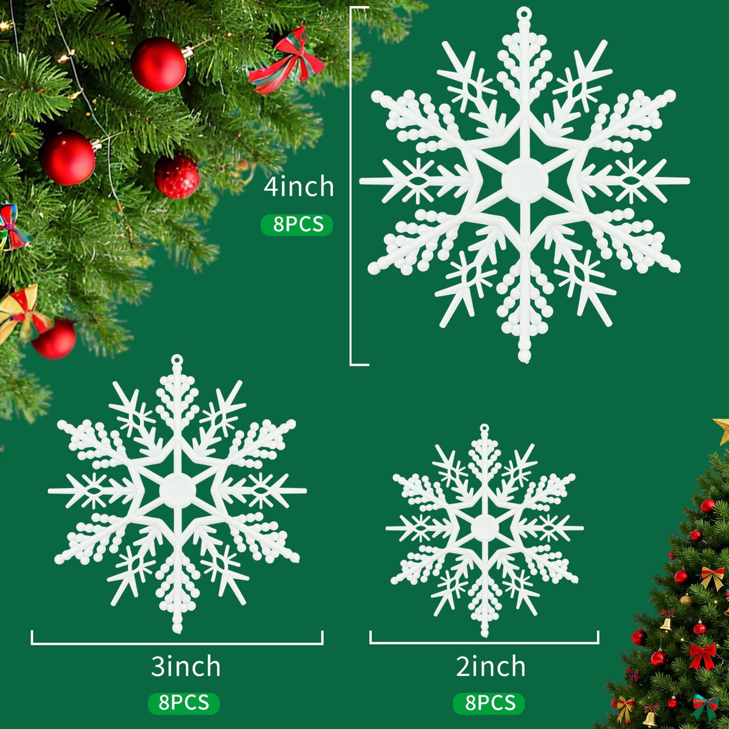 Snowflake Decorations 24 Pcs Snowflake Ornaments for Tree Snowflakes Christmas Tree Decorations for Christmas Embellishments and Winter Party DIY Craft Decoration