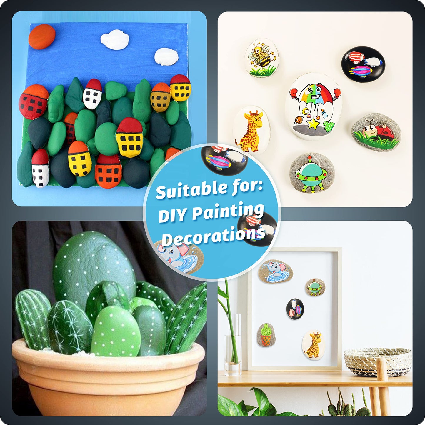 DALTACK 30 Pcs Large Rocks for Painting, Natural River Rocks, Flat River Rocks, 2-3 Inches Stones for Arts & Crafting