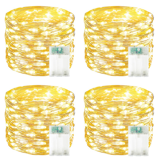 4 Pack 60 LED Fairy Lights Battery Operated with Timer, 20FT Waterproof String Lights Indoor Outdoor, Cuttable Battery Light for Home Bedroom Wedding DIY Centerpiece Christmas Decorations (Warm White)