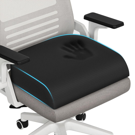 TranquilRelax Large Seat Cushion, Memory Foam Cushion for Long Sitting Hours on Office Chair, Car Seat, Non-Slip Chair Pad for Sciatica, Coccyx, Tailbone Pain Relief & Post-Surgery Recovery (Black)