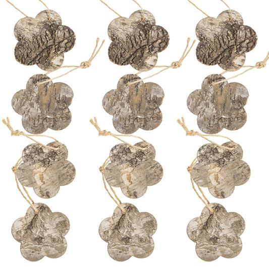 YCHTEWY-DIY 12PCS Vintage Christmas Kits, Natural bark Sculptures, Christmas Tree Pendant Decorations, Home Cabinet Hanging Decorations, Garden and Courtyard (F)