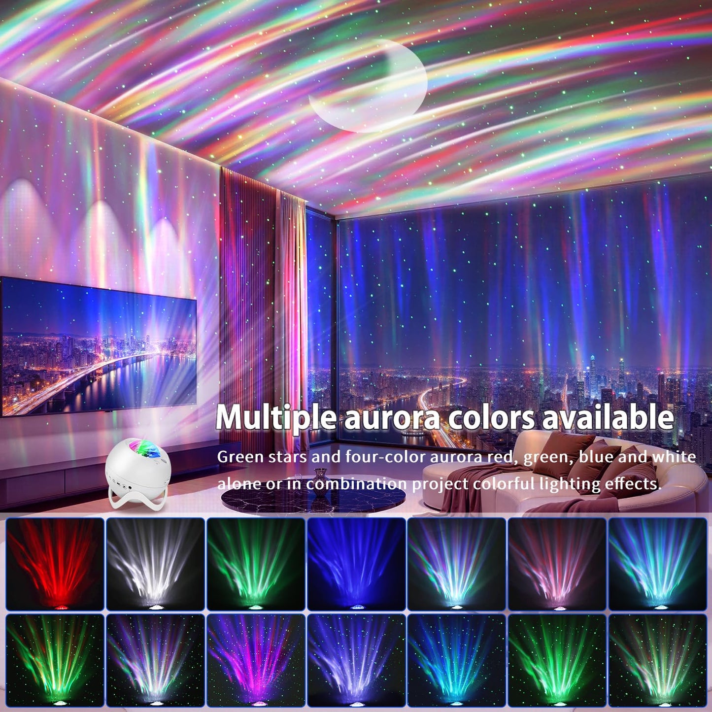 Galaxy Projector for Bedroom, Star Projector, White Noise with Bluetooth Speaker, Timer, Night Light,for Party, Living Room Decoration