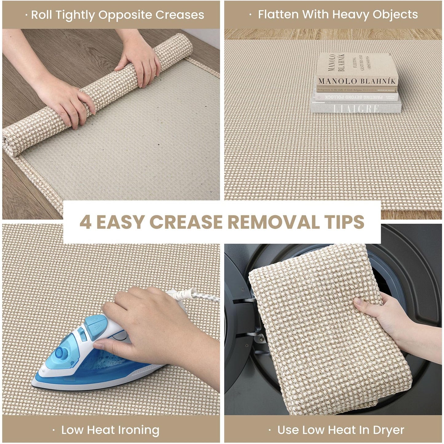 IOHOUZE Small Area Rug 2x3 Washable Woven Rugs for Entryway Non Slip Rubber Backed Front Door Rugs Indoor Doormat Throw Rug Floor Carpet for Entrance Kitchen, Beige/Khaki