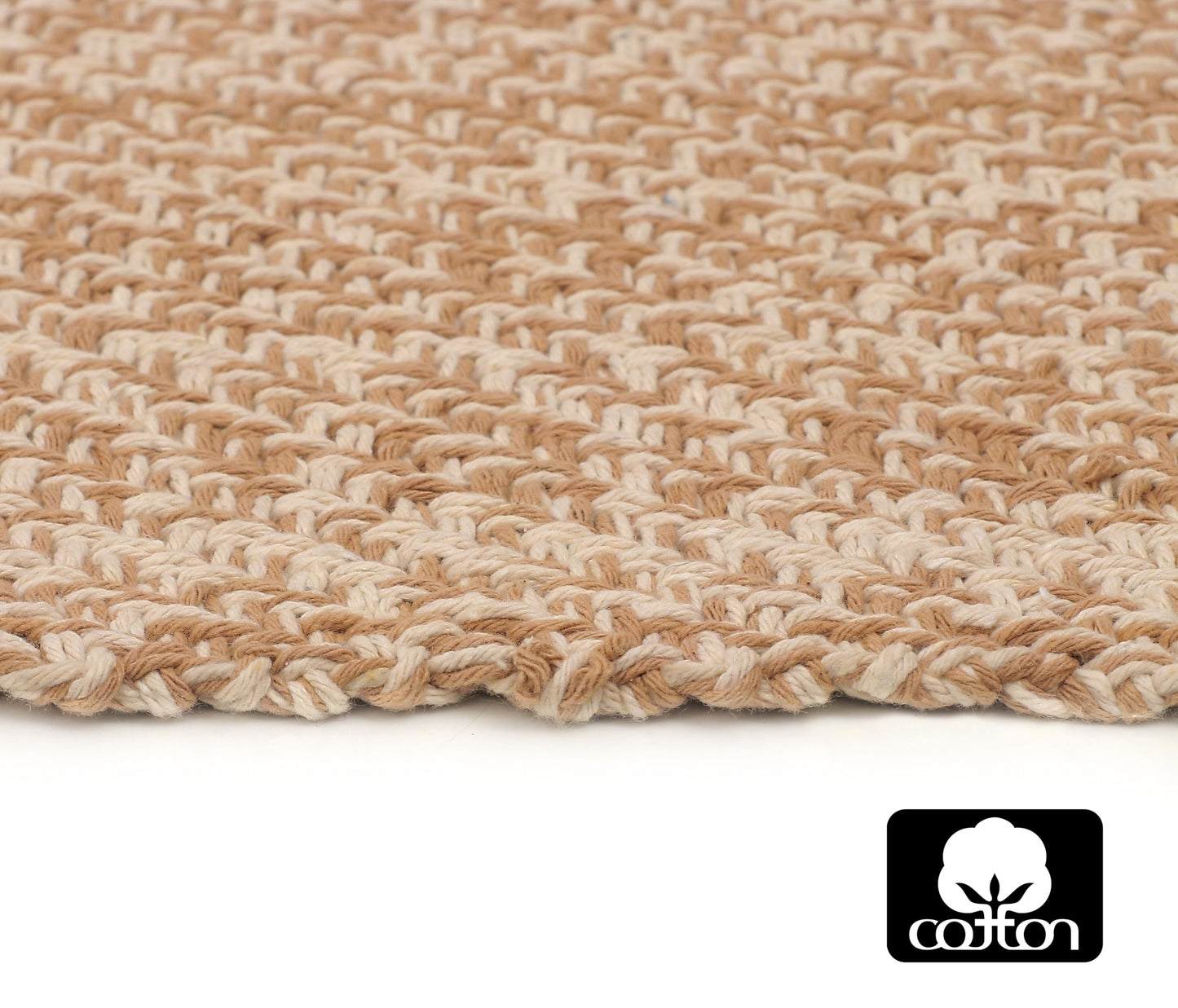 COTTON CRAFT Woven Area Rug - 2 Pack Reversible Boho Farmhouse Rustic Cotton Throw Rug Carpet with Fringe - Machine Washable Accent Mat for Bedroom Living Room Entryway Bathroom - 22x34 - Tan Natural