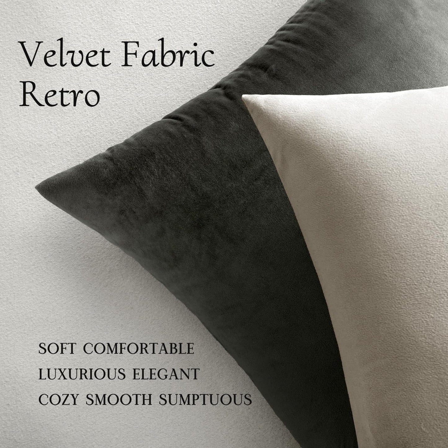 MIULEE Velvet Throw Pillow Covers 18x18 inch, Pack of 2 - Cream White, Soft Solid Decorative Pillow Covers Cushion Cases Modern Luxury Home Decor for Spring Couch Sofa Bedroom Livingroom,Car