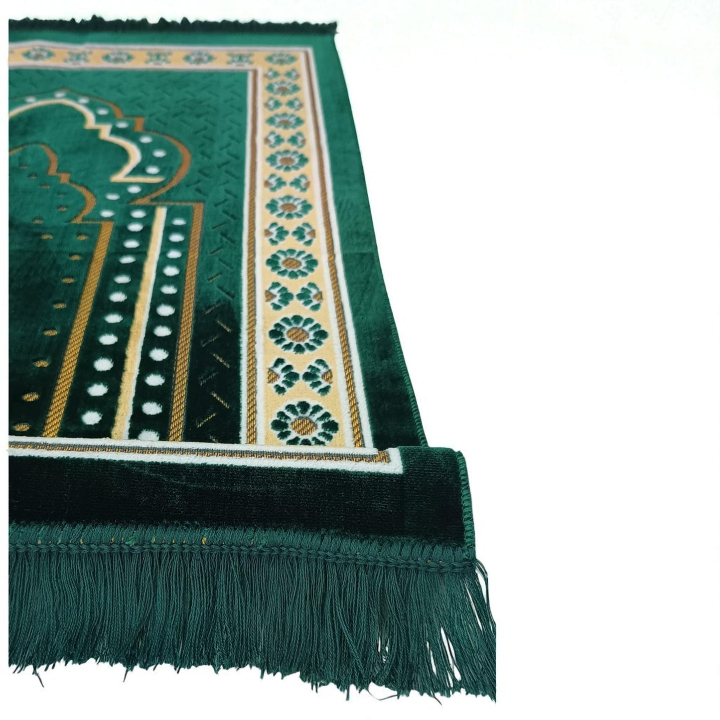 Prayer Mat Rug for Muslim Men, Women or Kids, Portable Praying Mat and Prayer Beads Sets for Islamic Gifts – Muslim Prayer Rug For Ramadan, Umrah, Hajj - Turkish Rug for Meditation and Worship (GREEN)