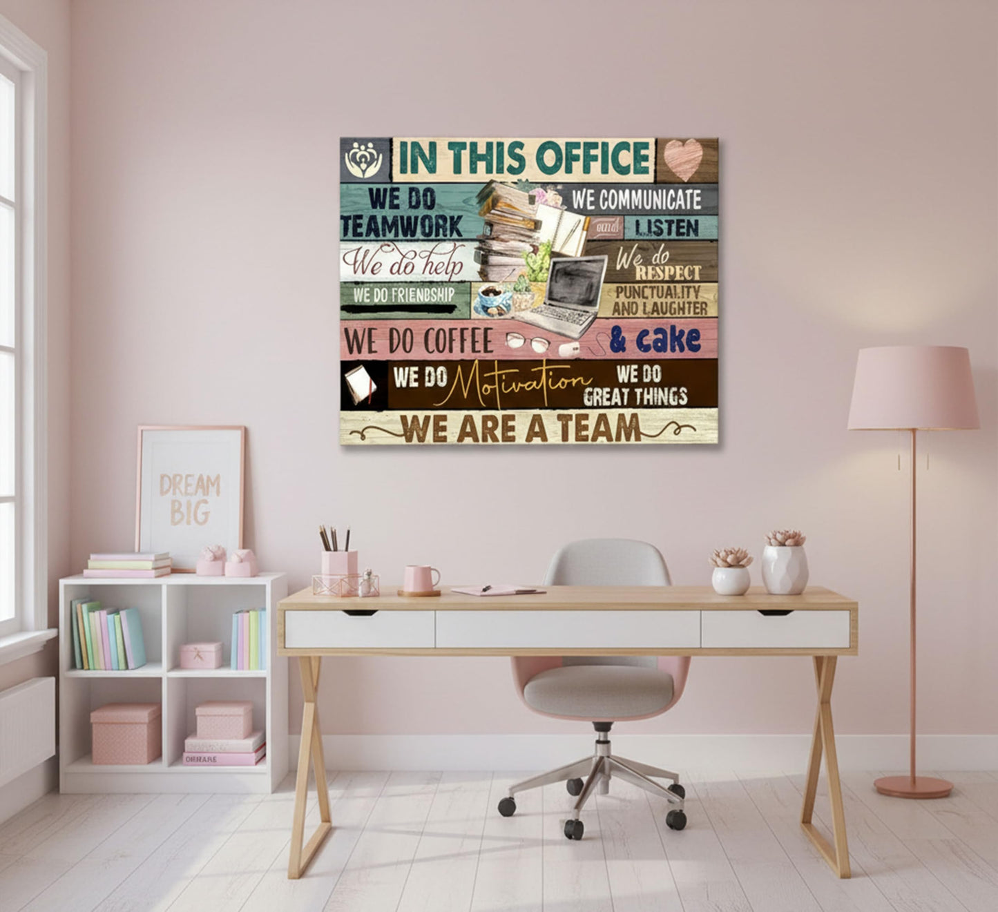 Inspirational Canvas Wall Art in This Office We are a Team Motivational inspiring Quotes Painting Pictures Wall Decor Poster Print Artwork for Man Cave Home Decoration