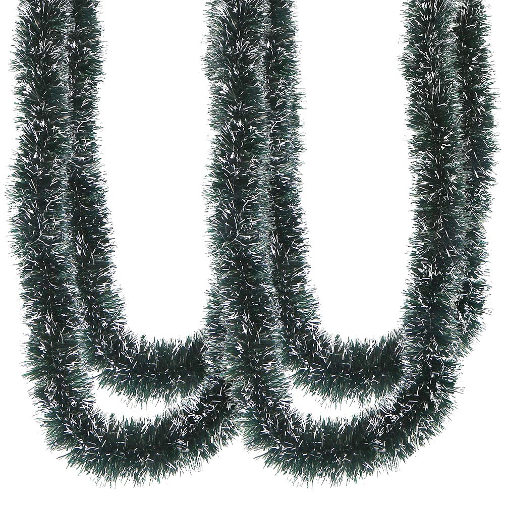 CCINEE 33FT Christmas Garland,Artificial Greenery Garland with Snow for Mantle Stair Fireplace Xmas Decoration