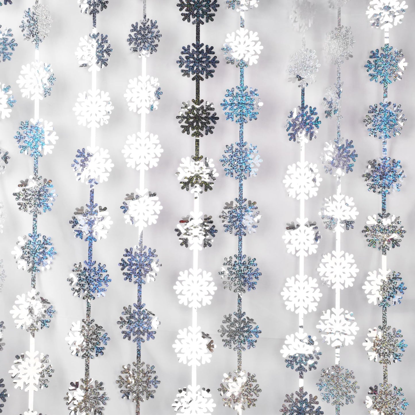 BRAVESHINE Silver Party Snowflake Backdrop - 2 Pack Hanging Foil Fringe Snow Flakes Party Streamers Curtain for Christmas Winter-themed Frozen Birthday Bridal Shower Holiday New Year Party Decorations