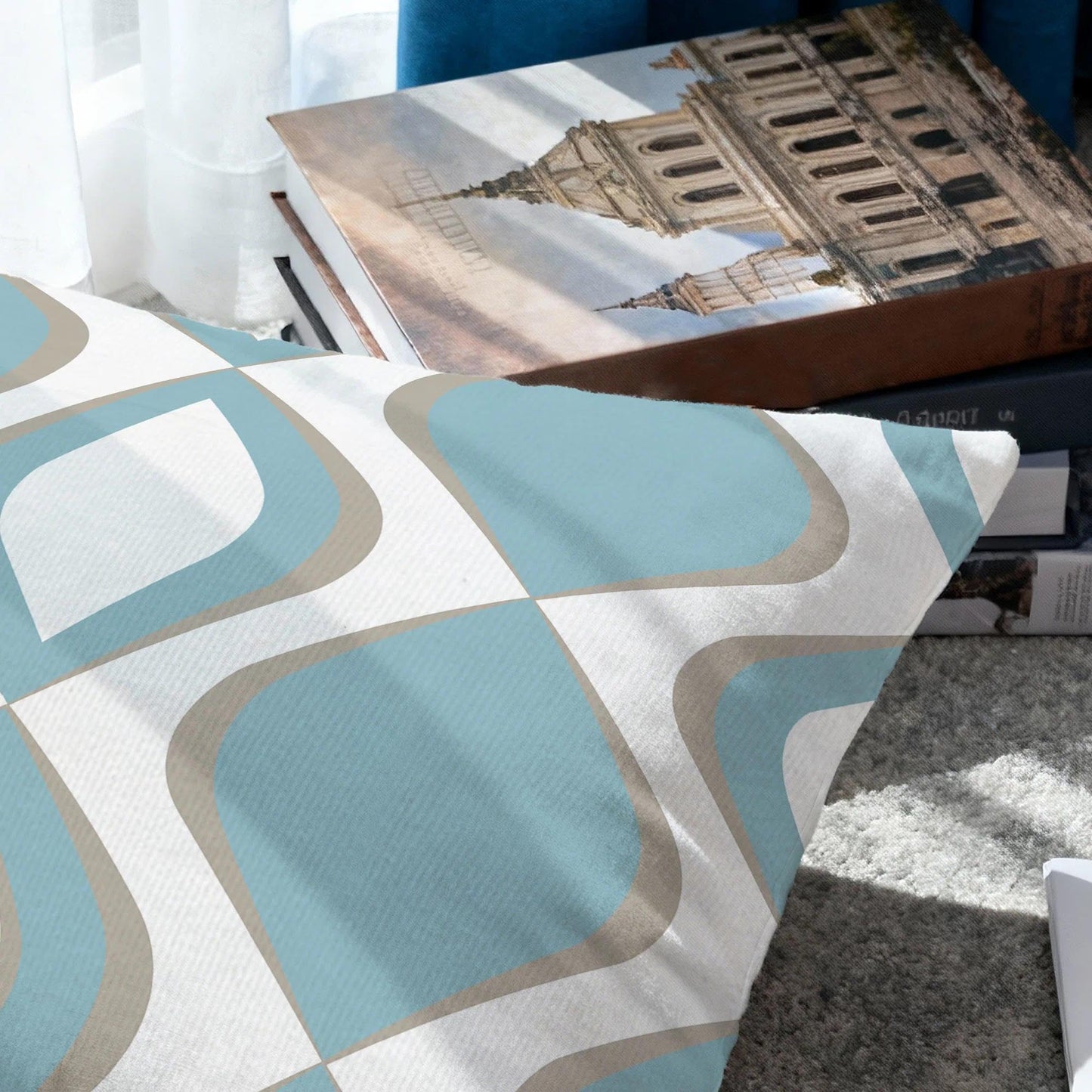 Hexagram Outdoor Throw Pillow Covers 18x18 Set of 4, Decorative Geometric Modern Boho Blue Pillow Covers, Home Sweet Home Farmhouse Cushion Case for Couch Sofa Indoor Bedroom Decor(No Insert)