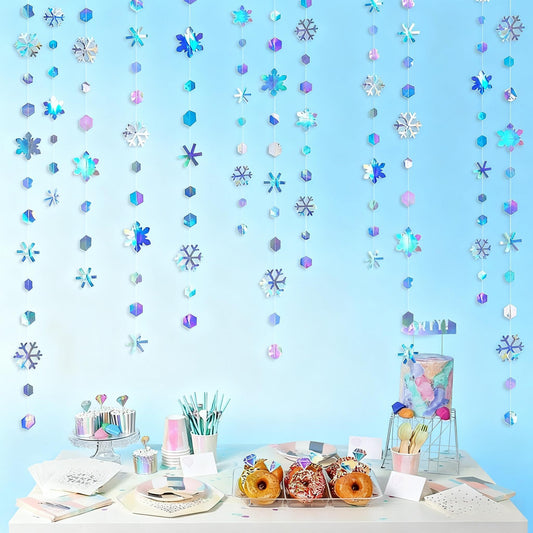 Hanging Snowflakes Decoration, Winter Snowflake Garland, Winter Wonderland Party Decoration for Christmas, Birthday and Wedding