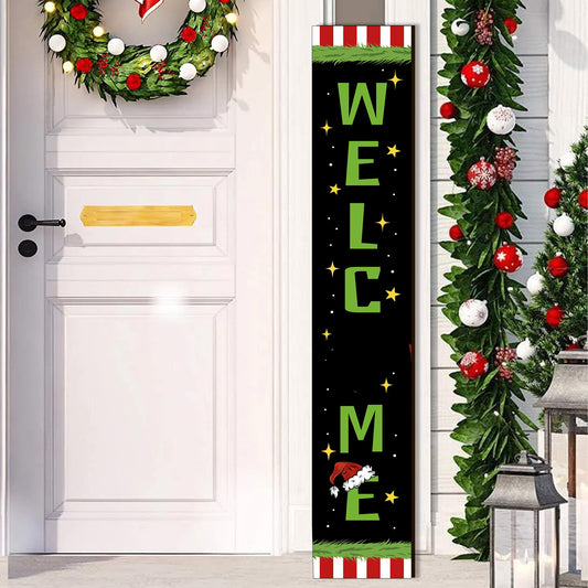 Christmas Wooden Welcome Sign Vertical Porch Sign -Holiday Porch Board Welcome Sign for Front Door, Porch, Yard, Deck, Patio, or Wall - Indoor Outdoor Decorative Farmhouse Rustic Christmas Hanging Signs and Yard Decor – 47.2" H