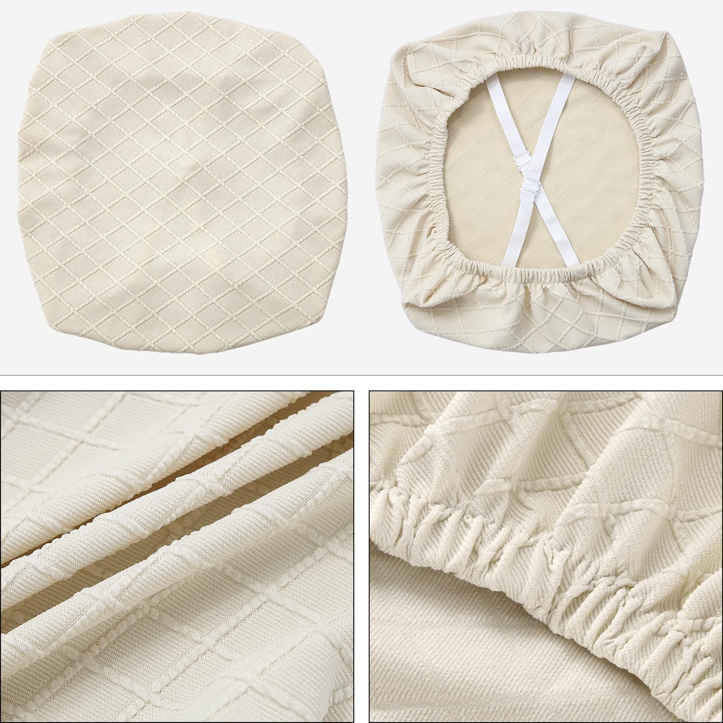 Fuloon Stretch Chair Seat Covers 6 PCS, Removable Washable Dining Chair Covers Anti-Dust Dining Room Seat Cushion Slipcovers (6, Beige)