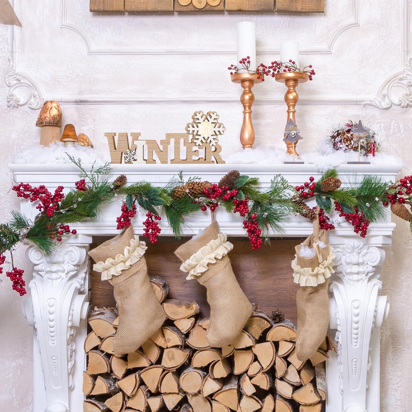 IMIKEYA Christmas Wooden Snowflake: Christmas LED Snowflake Sign Tabletop Decorations Winter Wood Sign Farmhouse Decorations LED for Xmas Home Table Decoration