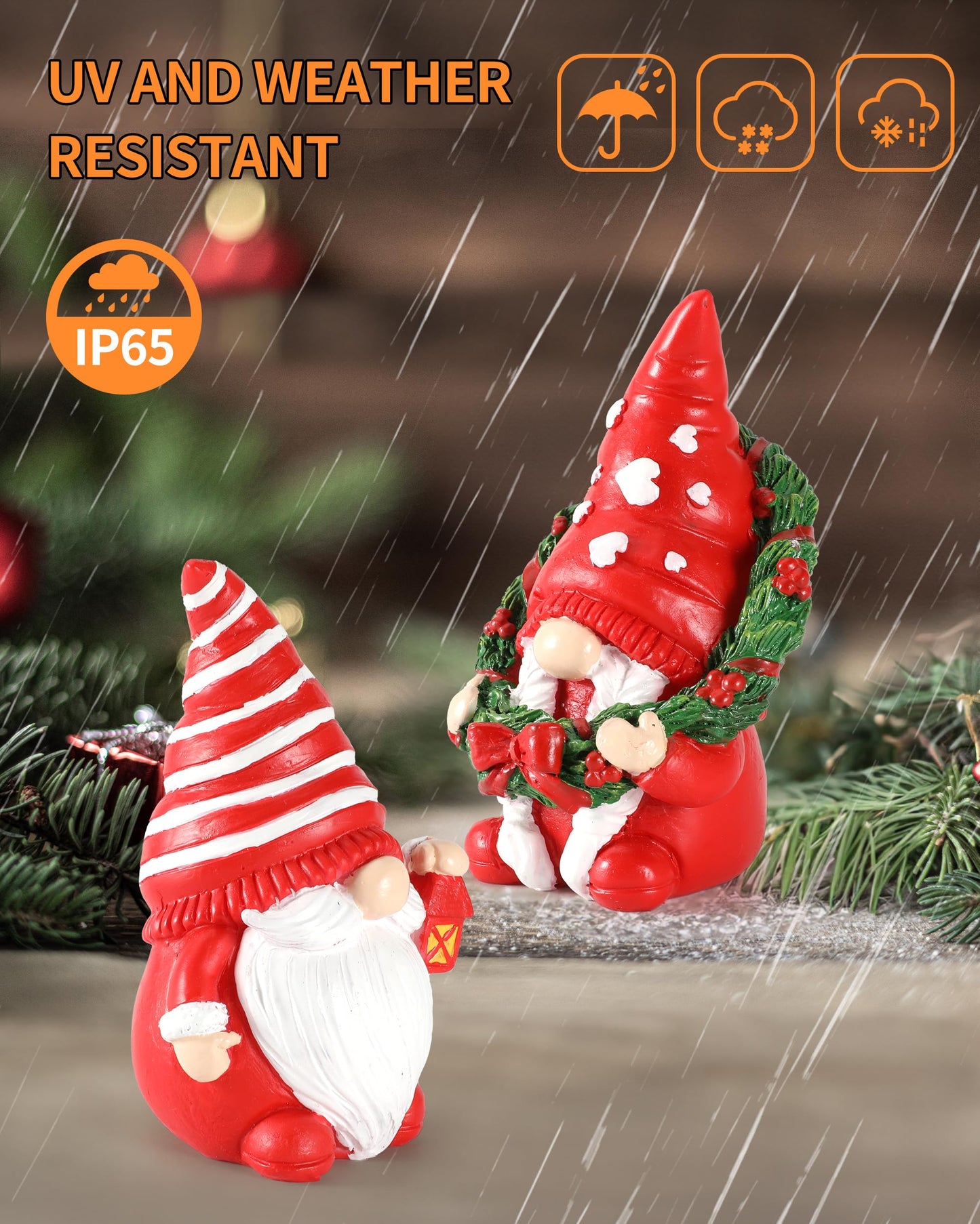 iStatue Set of 2 Resin Christmas Gnomes, 4.3'' Adorable Hand-Painted Tabletop Tomte Collectible Figurines Christmas Decorations for Home and Garden (Xmas)