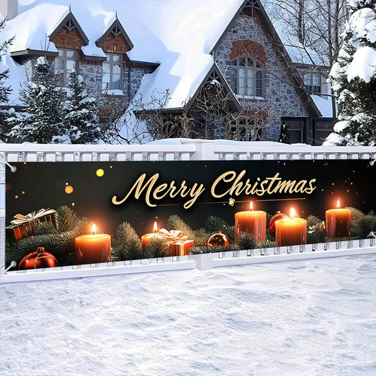BlissYard Merry Christmas Banner 78x17 Inches light Garland Backdrop Christmas Wall Hanging Holiday Fence Decoration Party Yard Sign Indoor Outdoor Display