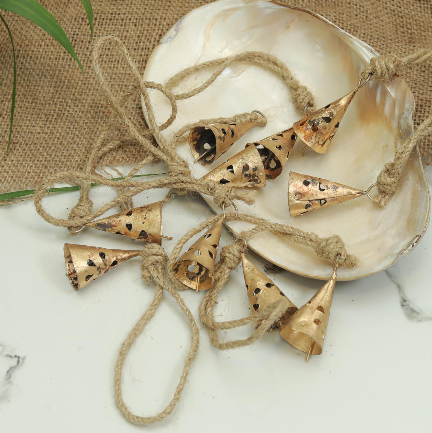 HIGHBIX Rusty Harmony Cow Bells 10 Pieces Vintage Handmade Rustic Lucky Christmas Hanging 2inch Bells (Cone Shape)