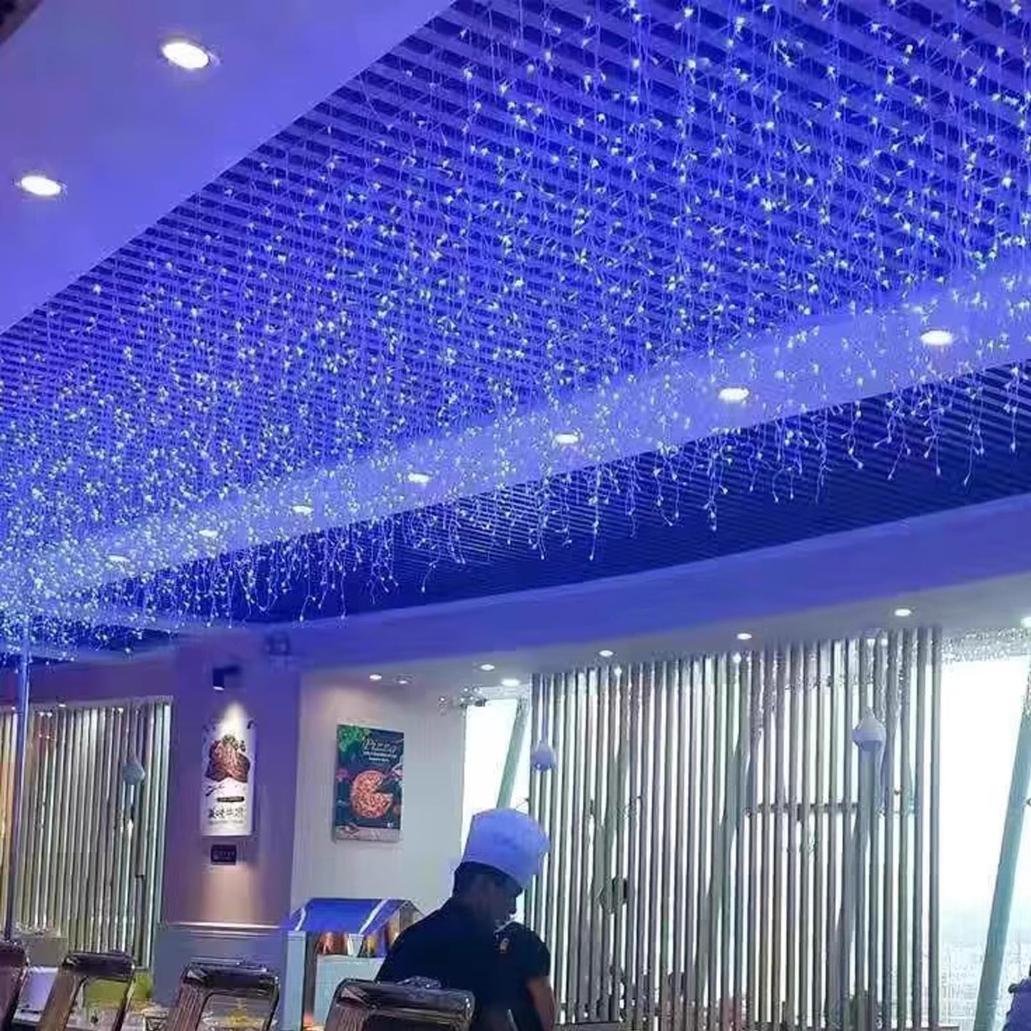 GTSYDING LED Icicle Lights, 13FT 96 LEDs 8 Modes Window Curtain Extendable Fairy Christmas Ceiling Dangling Hanging Twinkle Memory Lights for Party Home Decorations Outdoor Indoor (Cool White, 4M)