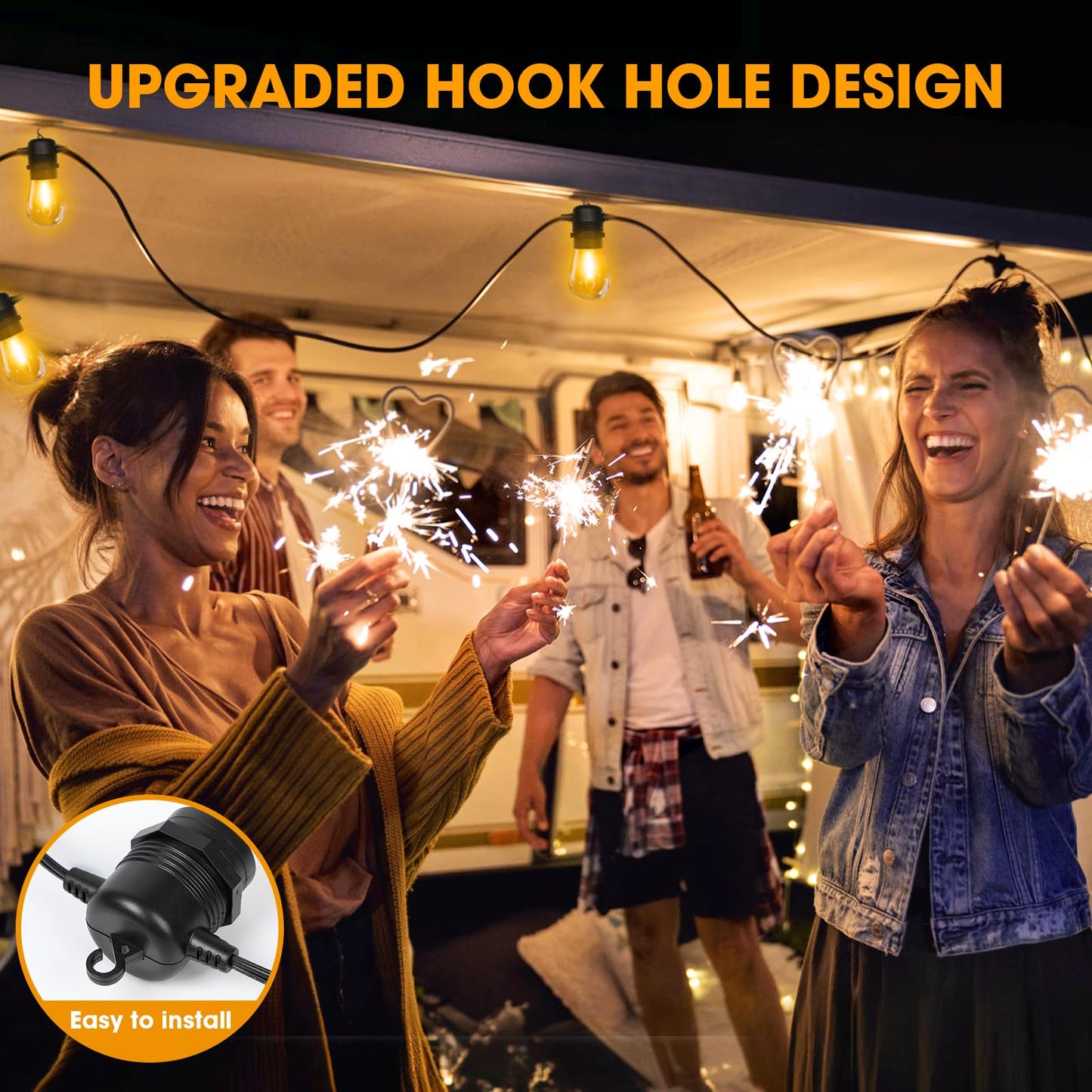 GvvooHome 50FT LED Outdoor String Lights with 16 Shatterproof Waterproof S14 Replaceable Bulbs(1 Spare), 2700K Commercial Grade Patio Lights, Outside Hanging Light for Yard Garden Porch Deck Decor