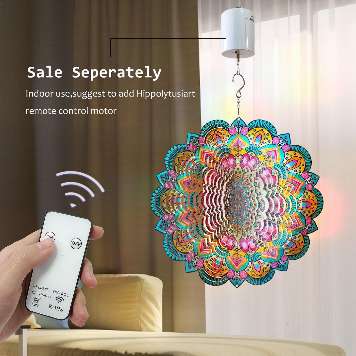 Aoedelyart Wind Spinners Outdoor Mandala Lucky Star,Laser Cut Metal Kinetic Art Wind Spinner Gift for Christmas,12In Stainless Steel Hanging Yard&Garden 3D Wind Sculpture Decorations Indoor Spinners