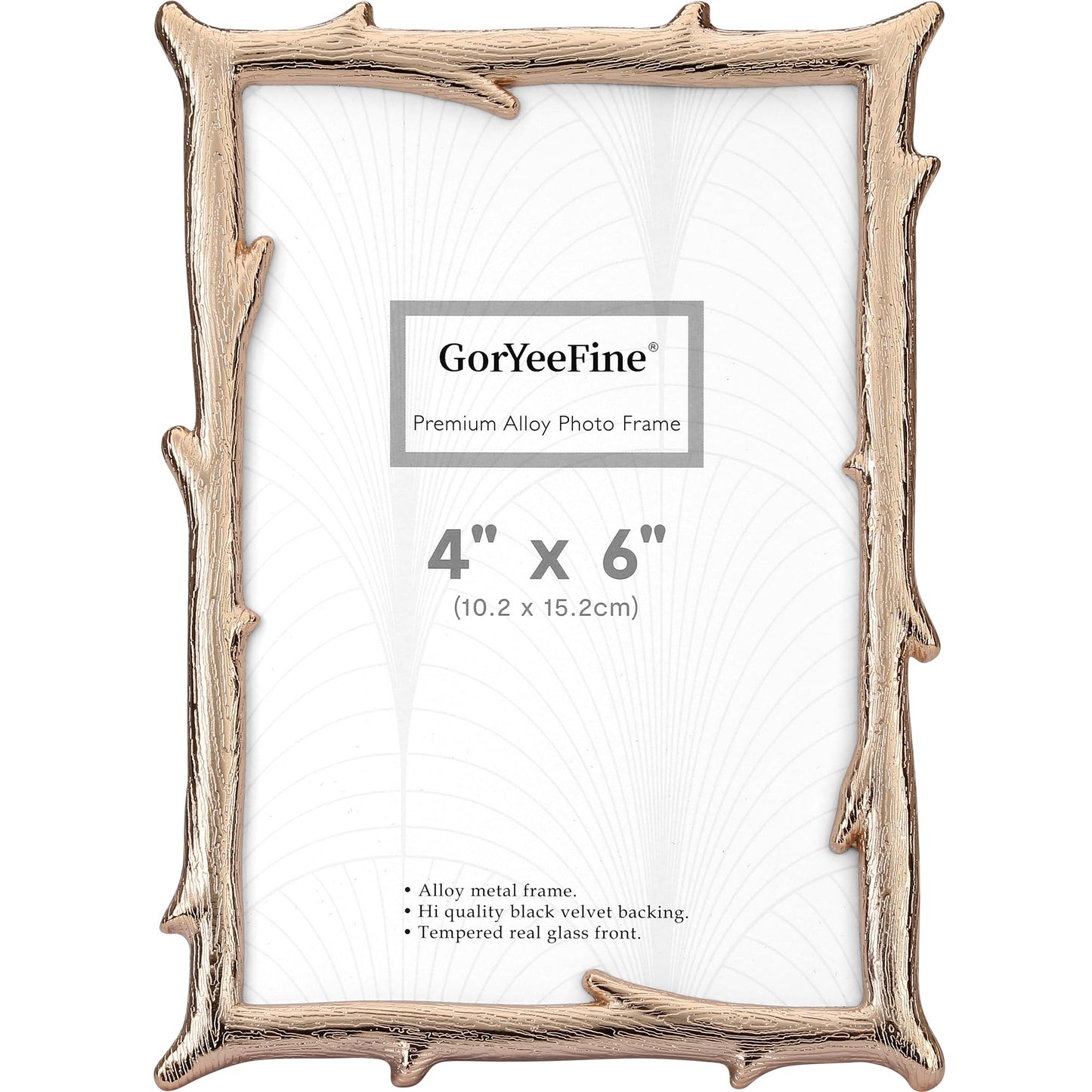GorYeeFine 4x6'' Gold Tree Branch Picture Frame,Luxury Zinc Alloy Photo Frame with Velvet Backing & Tempered Glass,Wedding Gift/Home Decor for Cherished Memories
