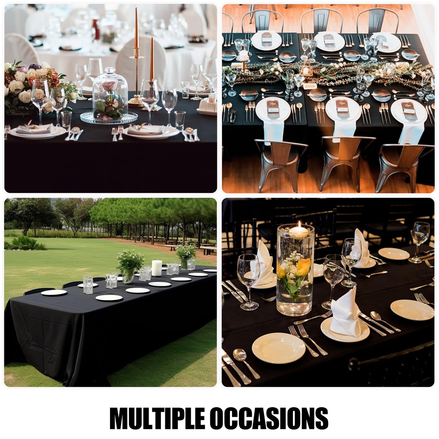Smiry Rectangle Table Cloth, Waterproof Anti-Scratch Polyester Tablecloth, Decorative Washable Fabric Table Cover for Dining, Buffet, Parties and Outdoor, 60x84, Black