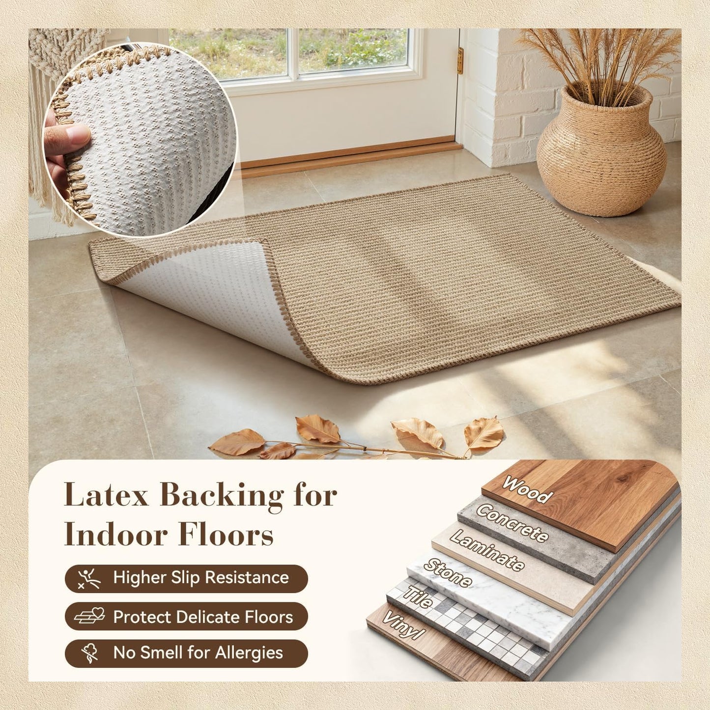 Jute Front Door Mat Indoor Entrance Indoor Door Mat Rugs for Entryway Entry Entrance Mats Inside Doormat Welcome Mats Boho 17"X30" Small