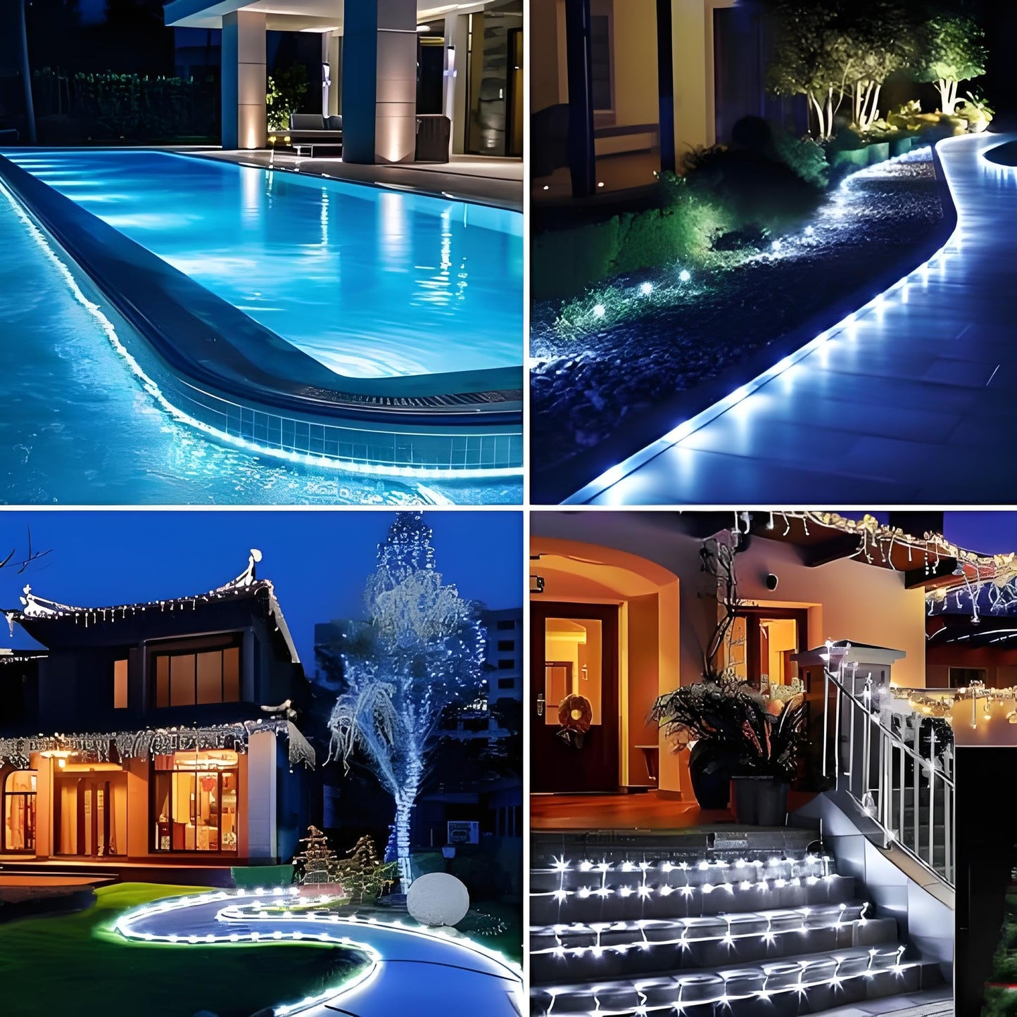 KUshopfast Solar Rope Lights Outdoor Waterproof, 66 Feet 200 LED 8 Modes Fairy Lights String Light, Cool White Tube Light with Solar Panel for Outside Garden Yard Patio Decoration