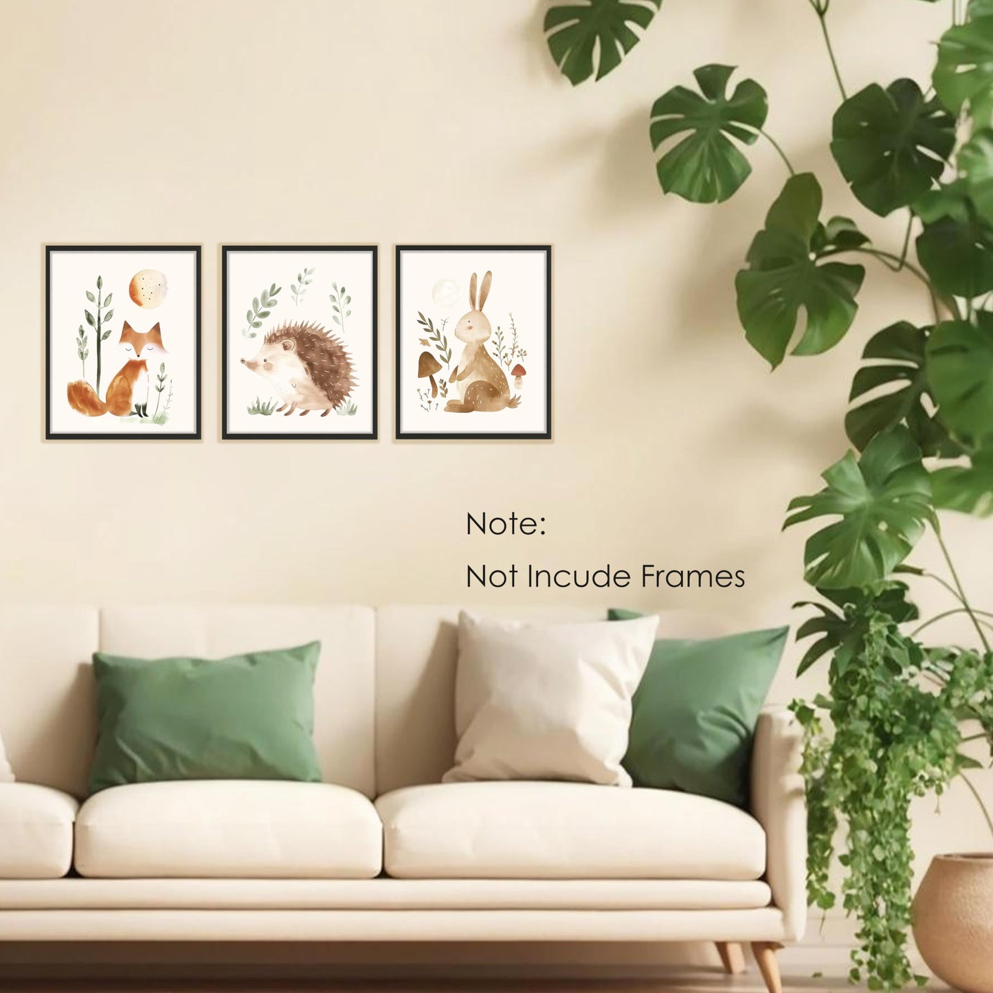BESERH Woodland Animals Nursery Decor, Wild Animals Forest nursery wall art Hedgehog Fox Hare, Posters Wall Decor for Nursery Boys Girls Room, Framed Set 3, 8x10 Inches Unframed