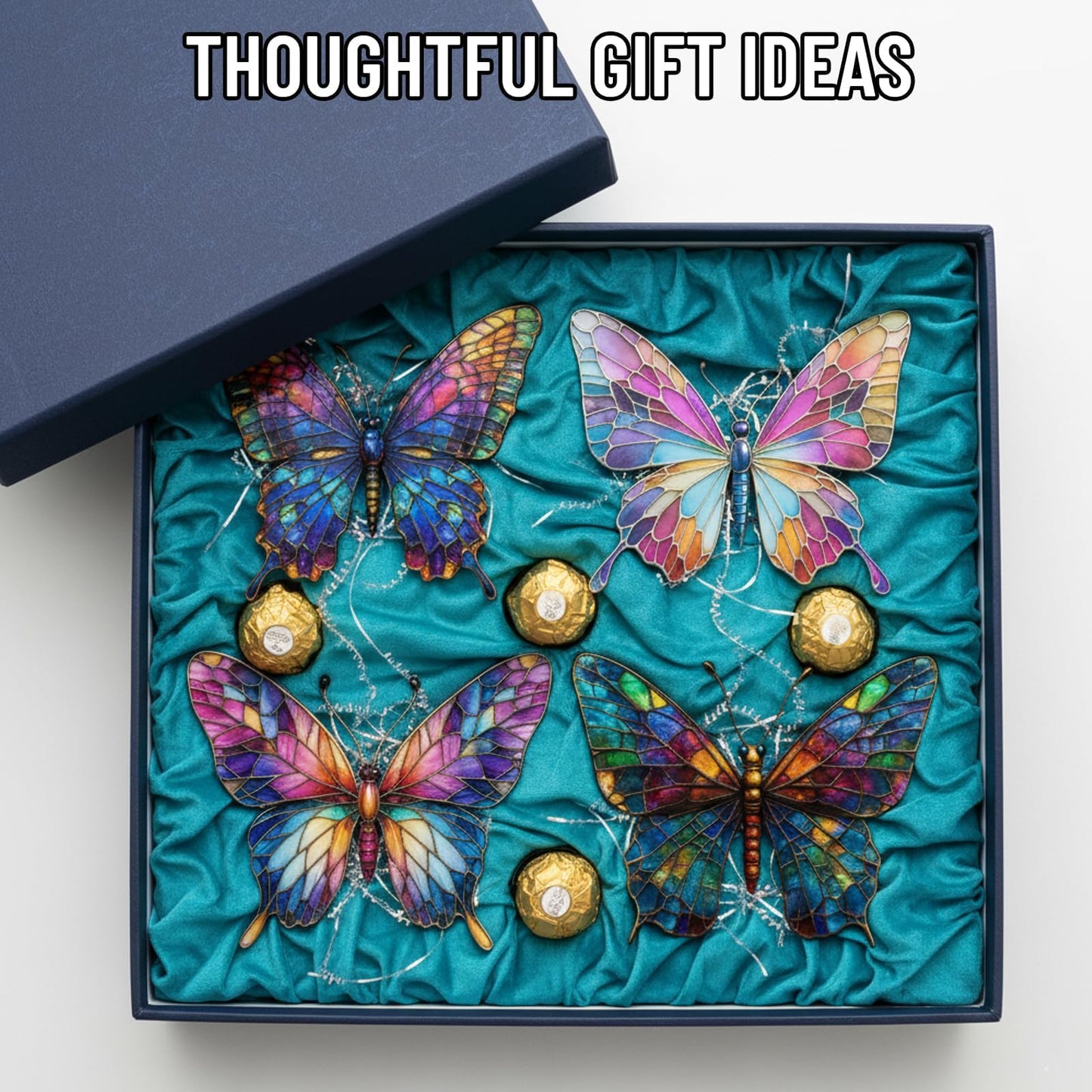 Stained Glass Window Hanging Butterfly Ornaments, 4-Piece Acrylic Sun Catchers Indoor Window,Indoor Window Decor, Faux Stained Glass Effect Gift for Her,Keepsake Ornament Set