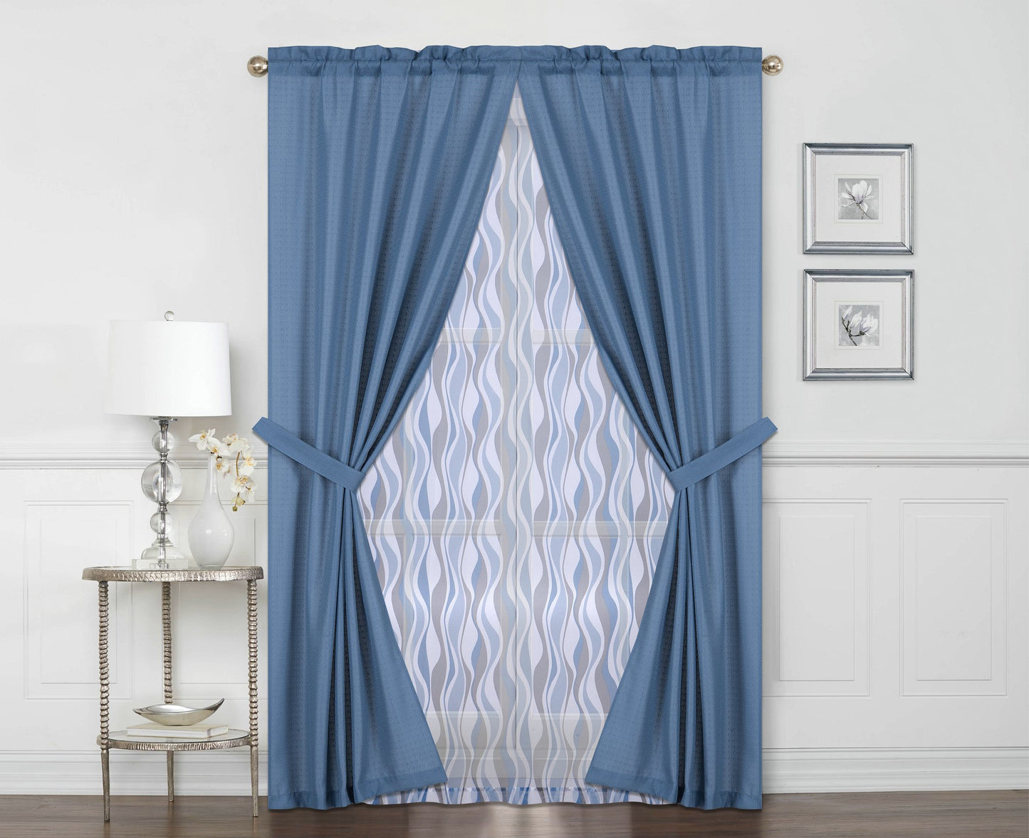 Casa Shimmer Waves, 84" Window Curtain Panel 6-Piece Set