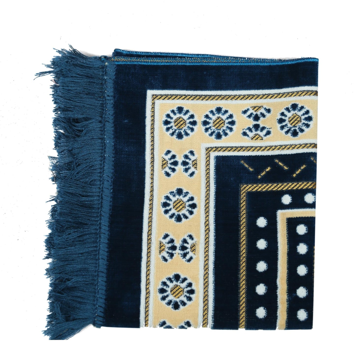 Prayer Mat Rug for Muslim Men, Women or Kids, Portable Praying Mat and Prayer Beads Sets for Islamic Gifts – Muslim Prayer Rug For Ramadan, Umrah, Hajj - Turkish Rug for Meditation and Worship (BLUE)