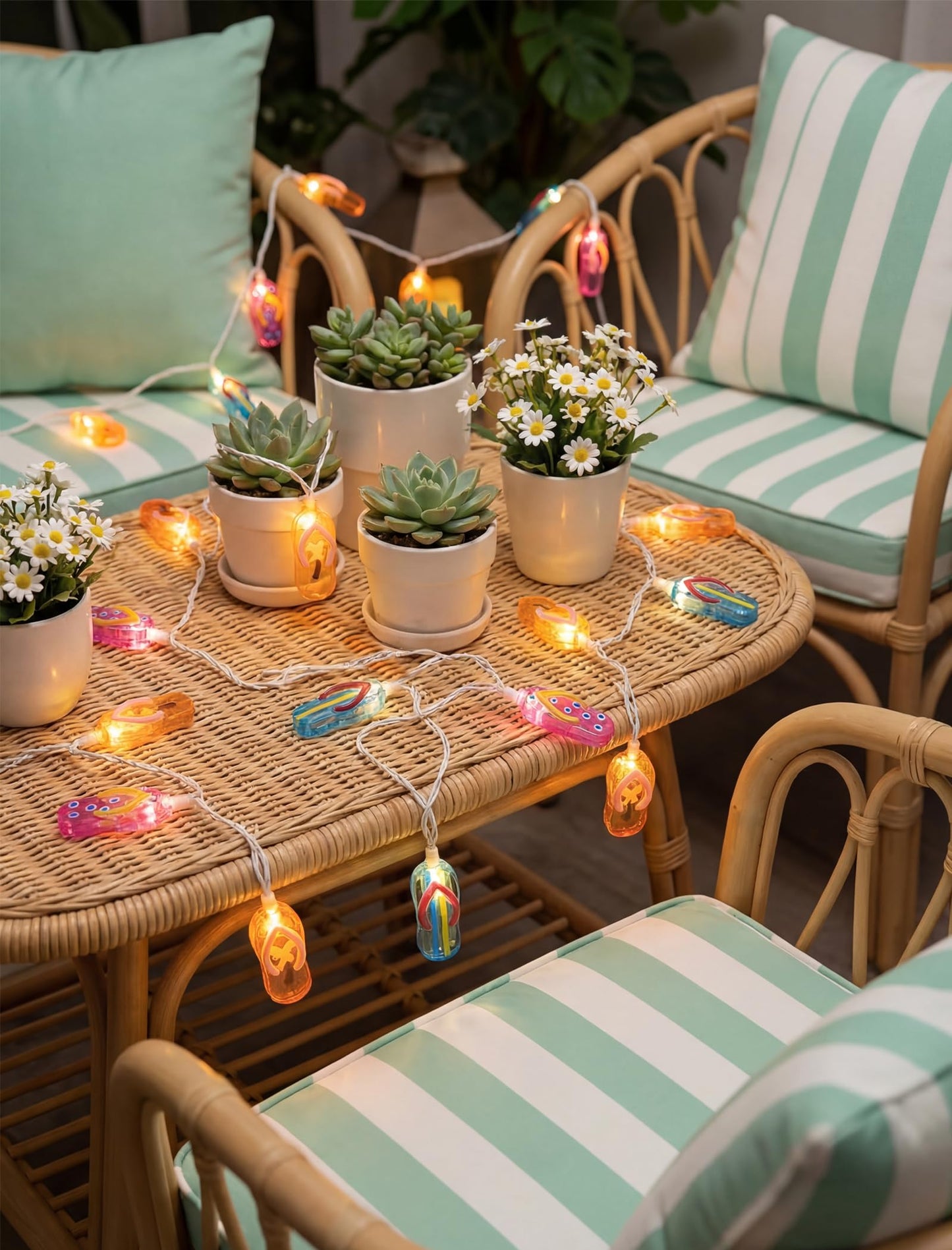 Slipper String Lights, 8.5FT 10 LED Beach Themed Lights with UL Certified Plug, Waterproof Tropical Party Decorations for Patio, Warm White Hawaiian String Lights for Garden Backyard Bedroom Decor